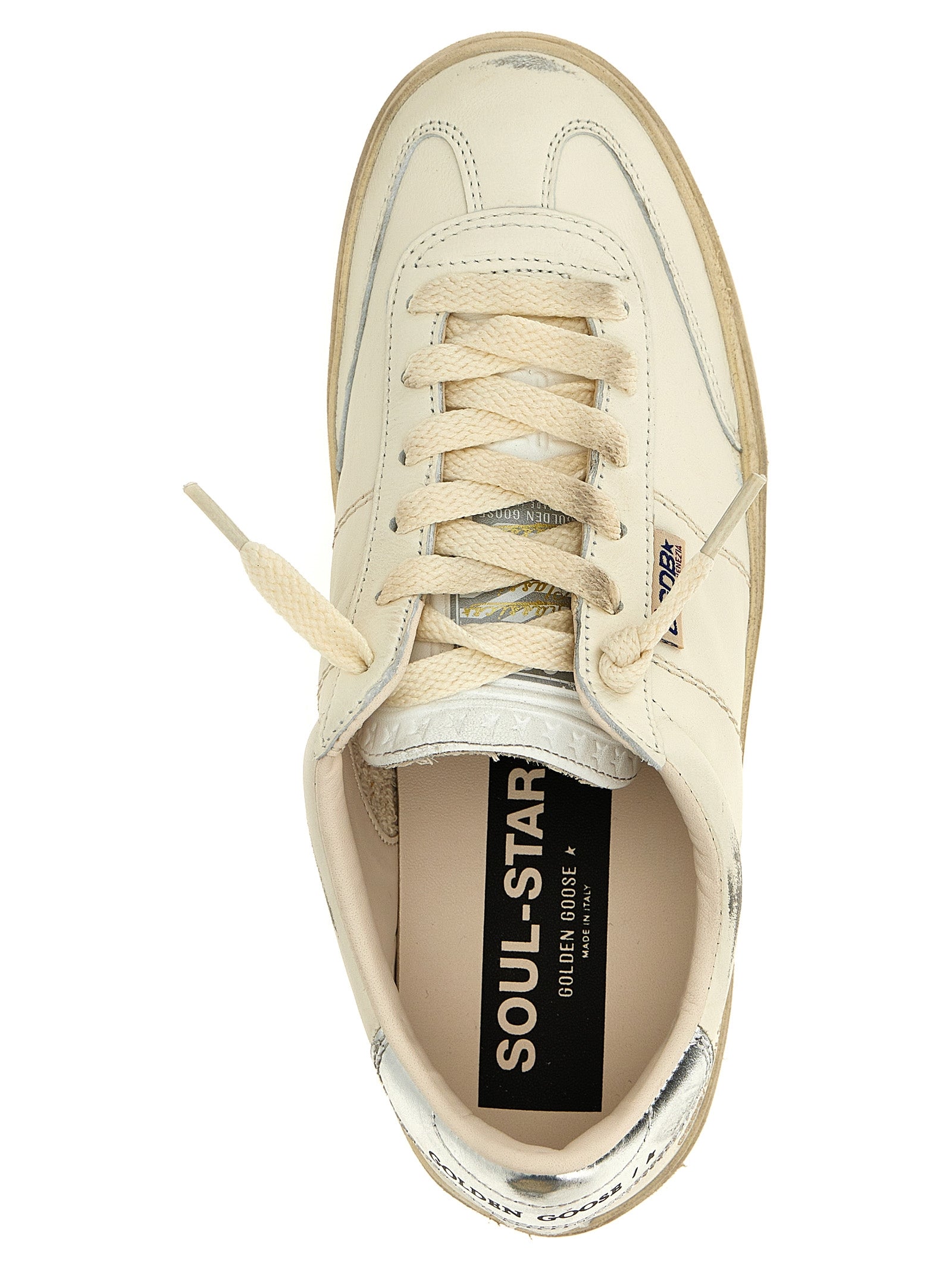Silver Lamb Leather Low Top Sneakers