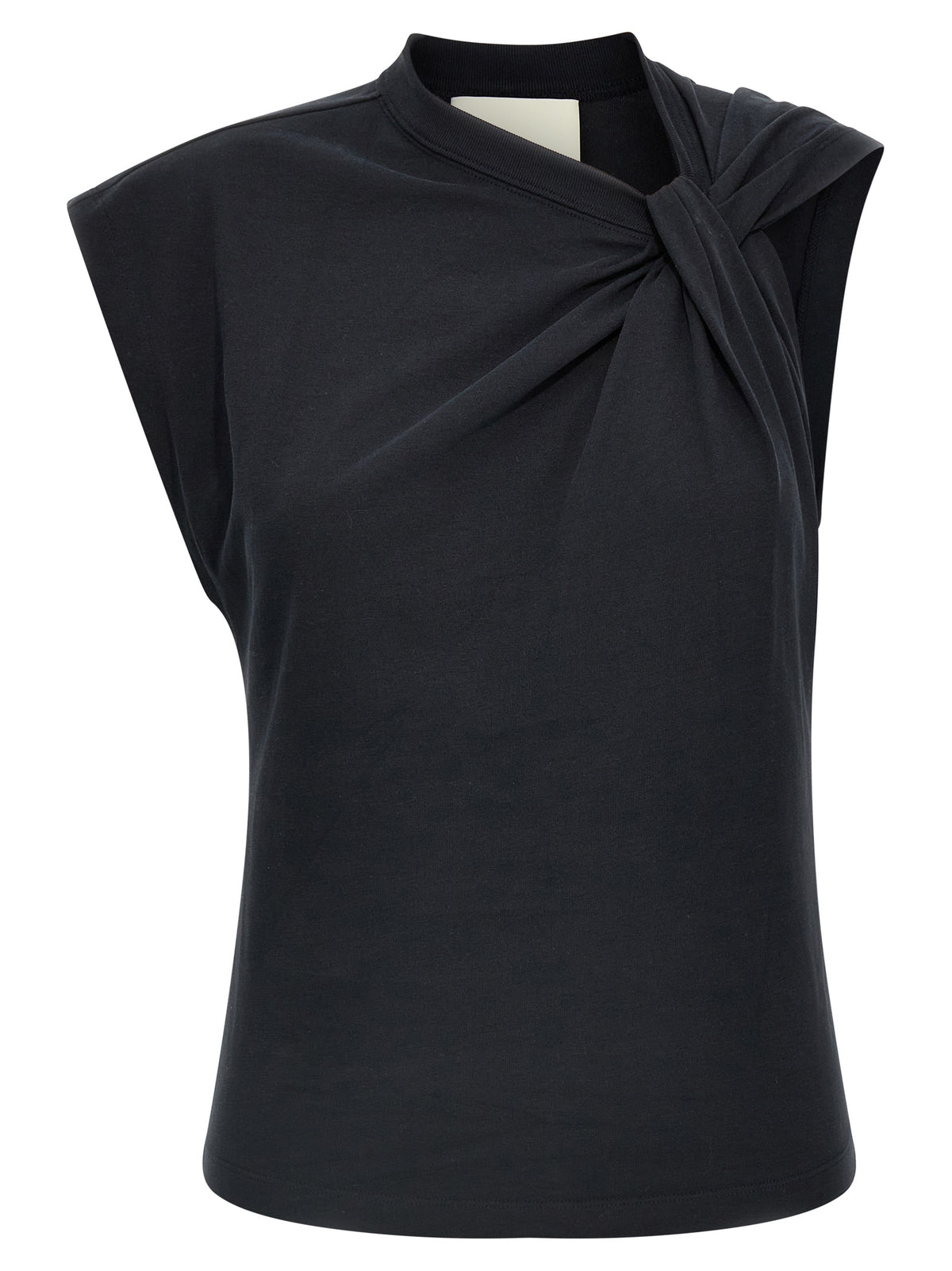 Black Cotton Sleeveles T-Shirt