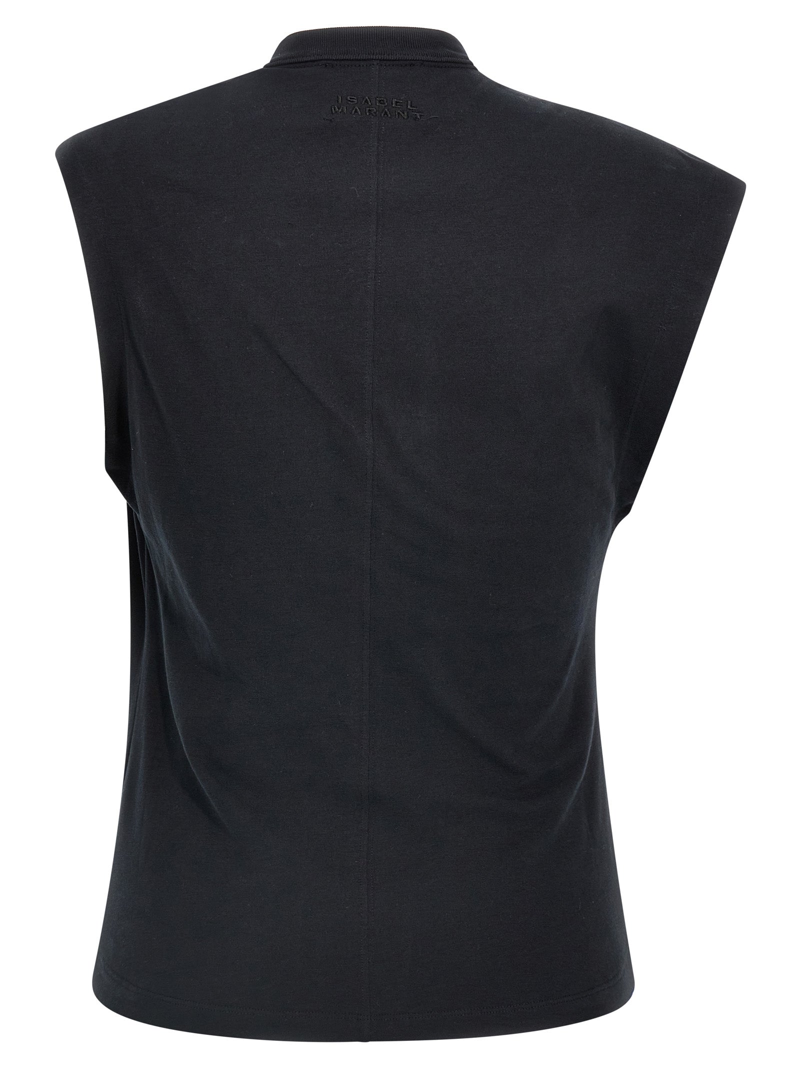Black Cotton Sleeveles T-Shirt
