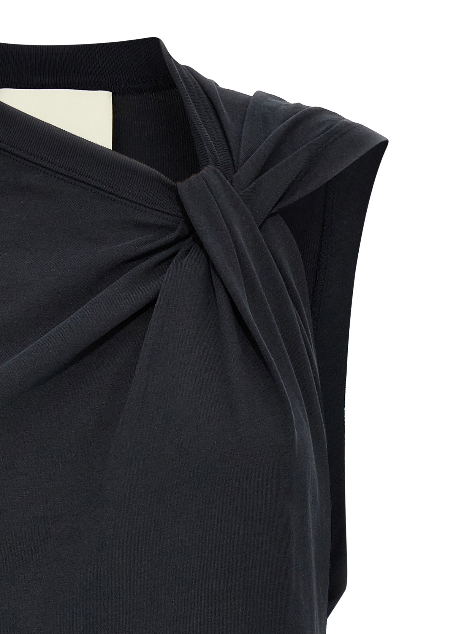 Black Cotton Sleeveles T-Shirt