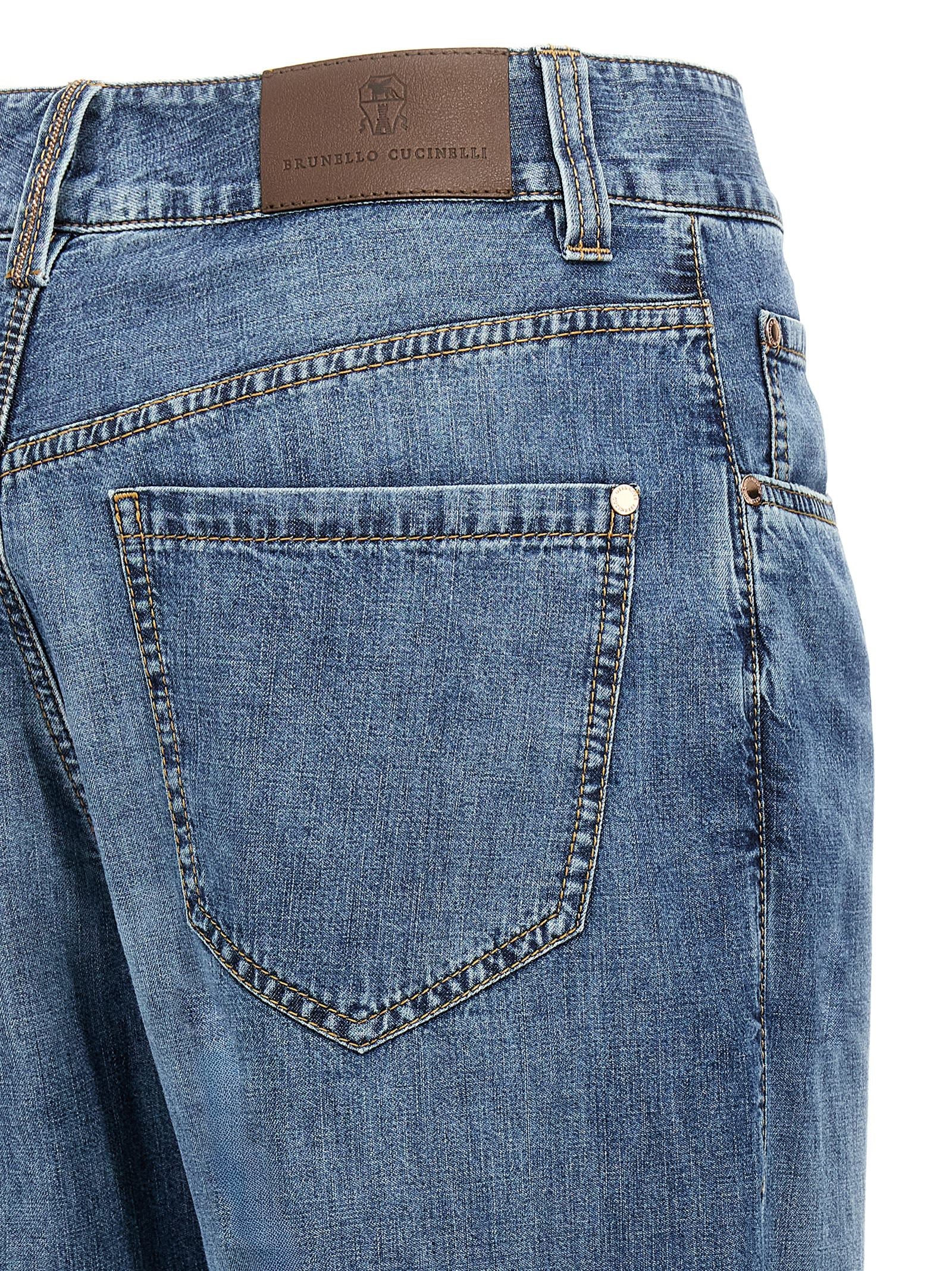 Blue Cotton Straight-Leg Jeans
