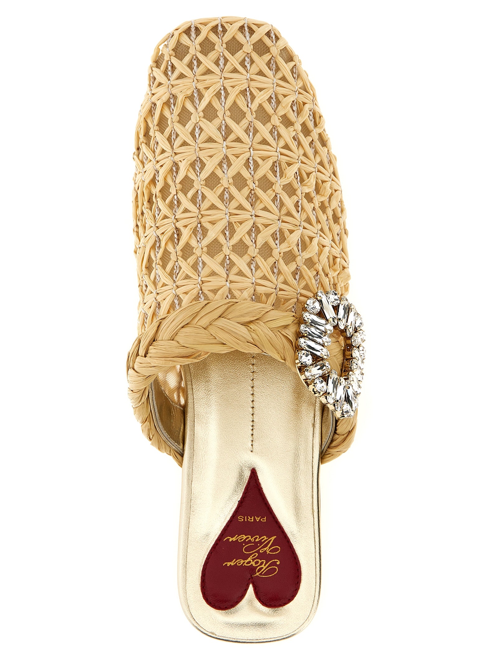 Beige Raffia Mules