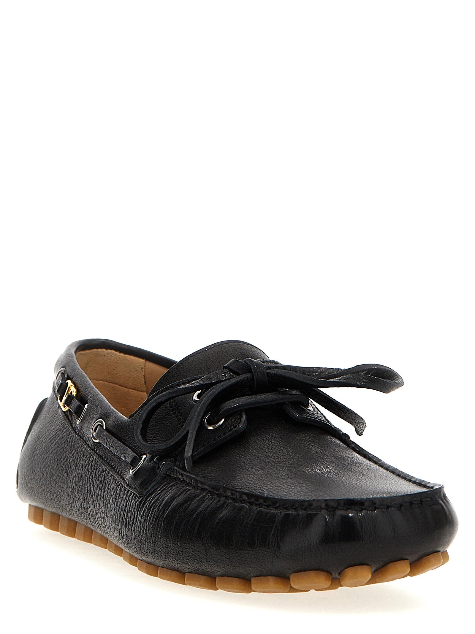 Black Buffalo Leather Slip-On Loafers