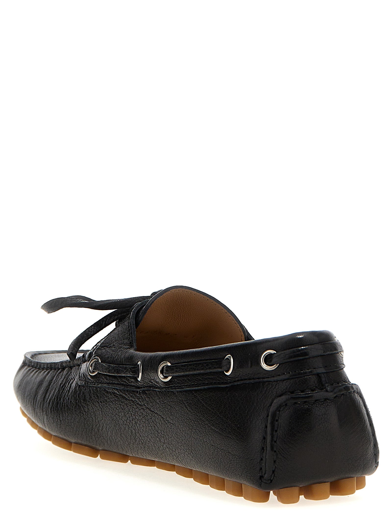 Black Buffalo Leather Slip-On Loafers