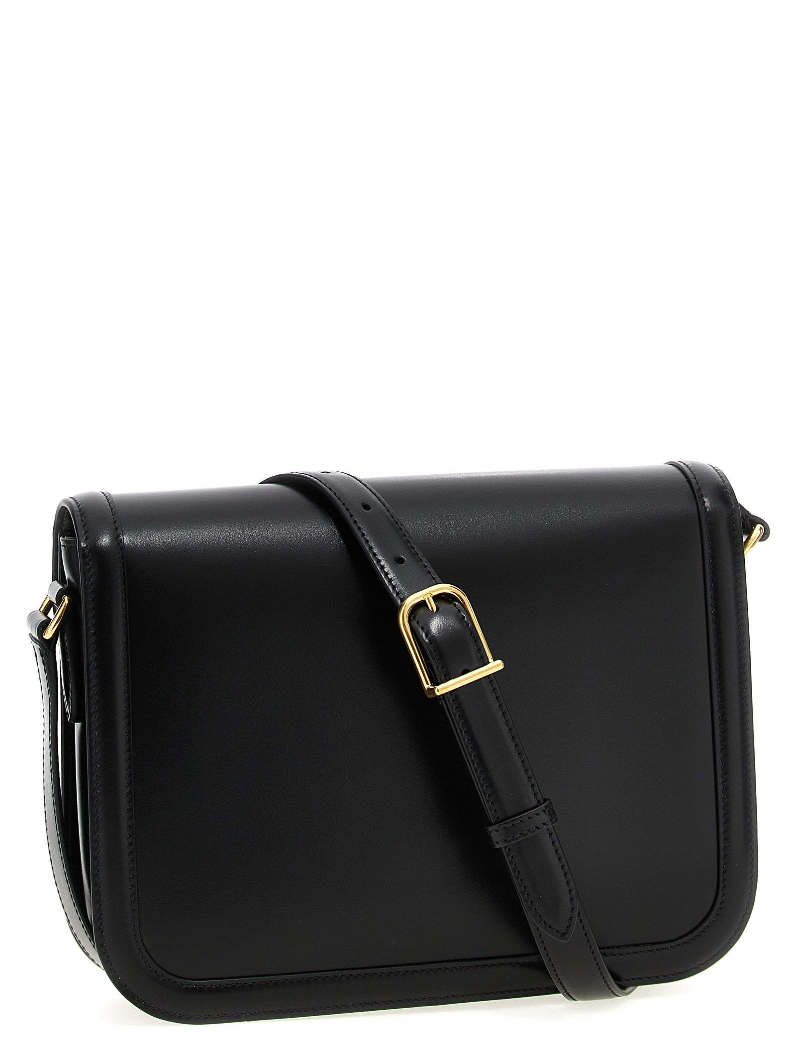 Black Calfskin Shoulder Bag