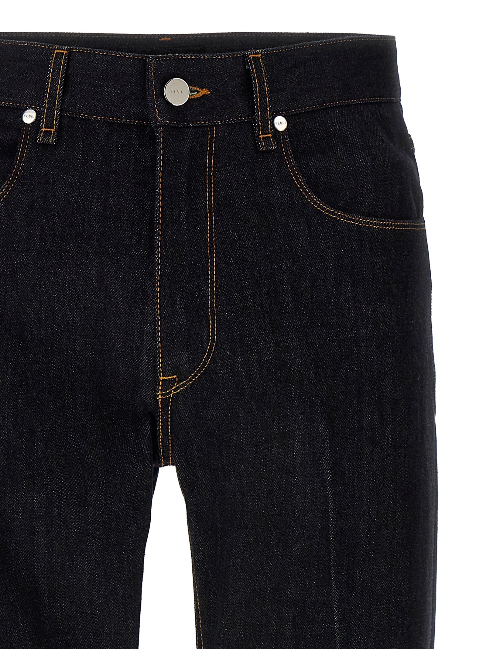 Blue Cotton Straight-Leg Jeans