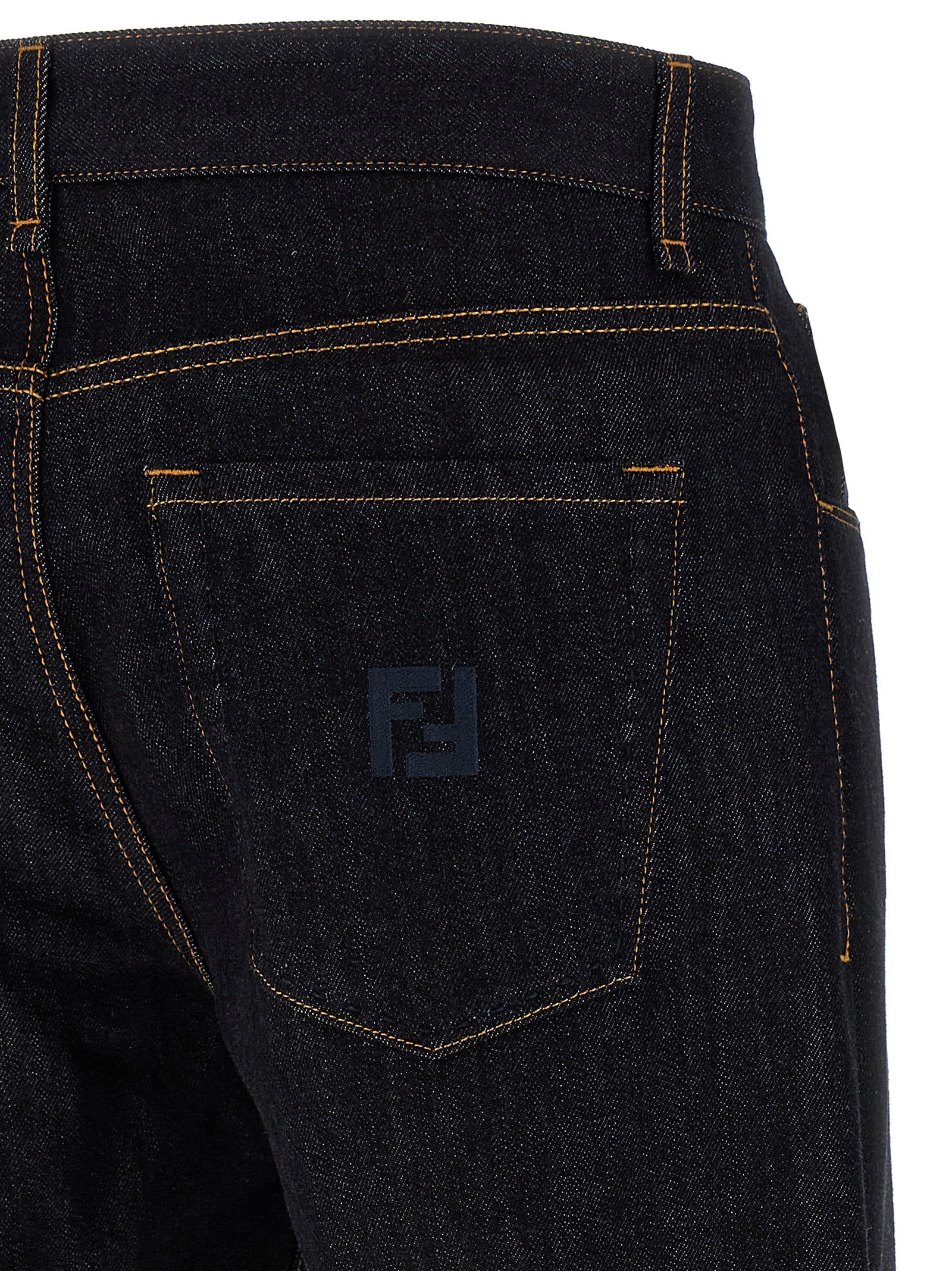 Blue Cotton Straight-Leg Jeans