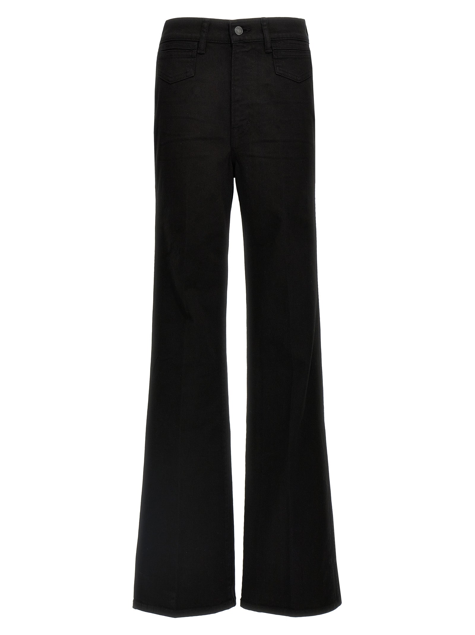 Black Cotton Flared Jeans