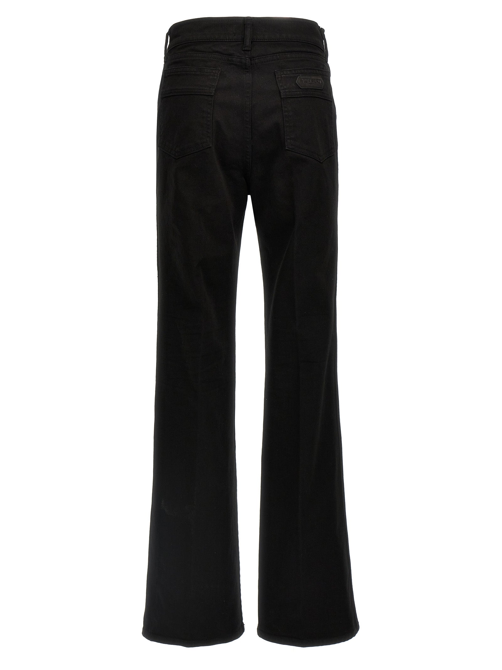Black Cotton Flared Jeans