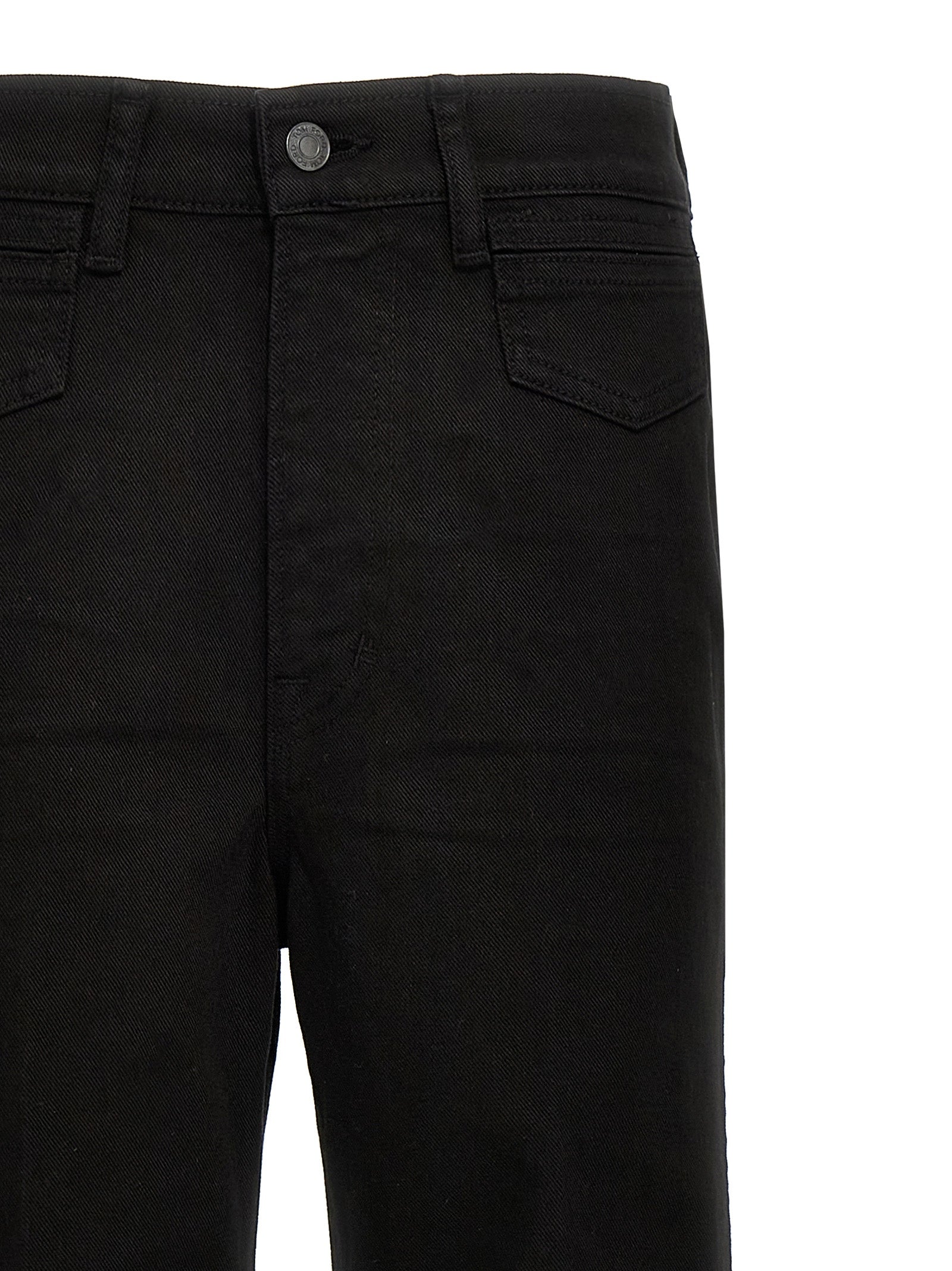 Black Cotton Flared Jeans
