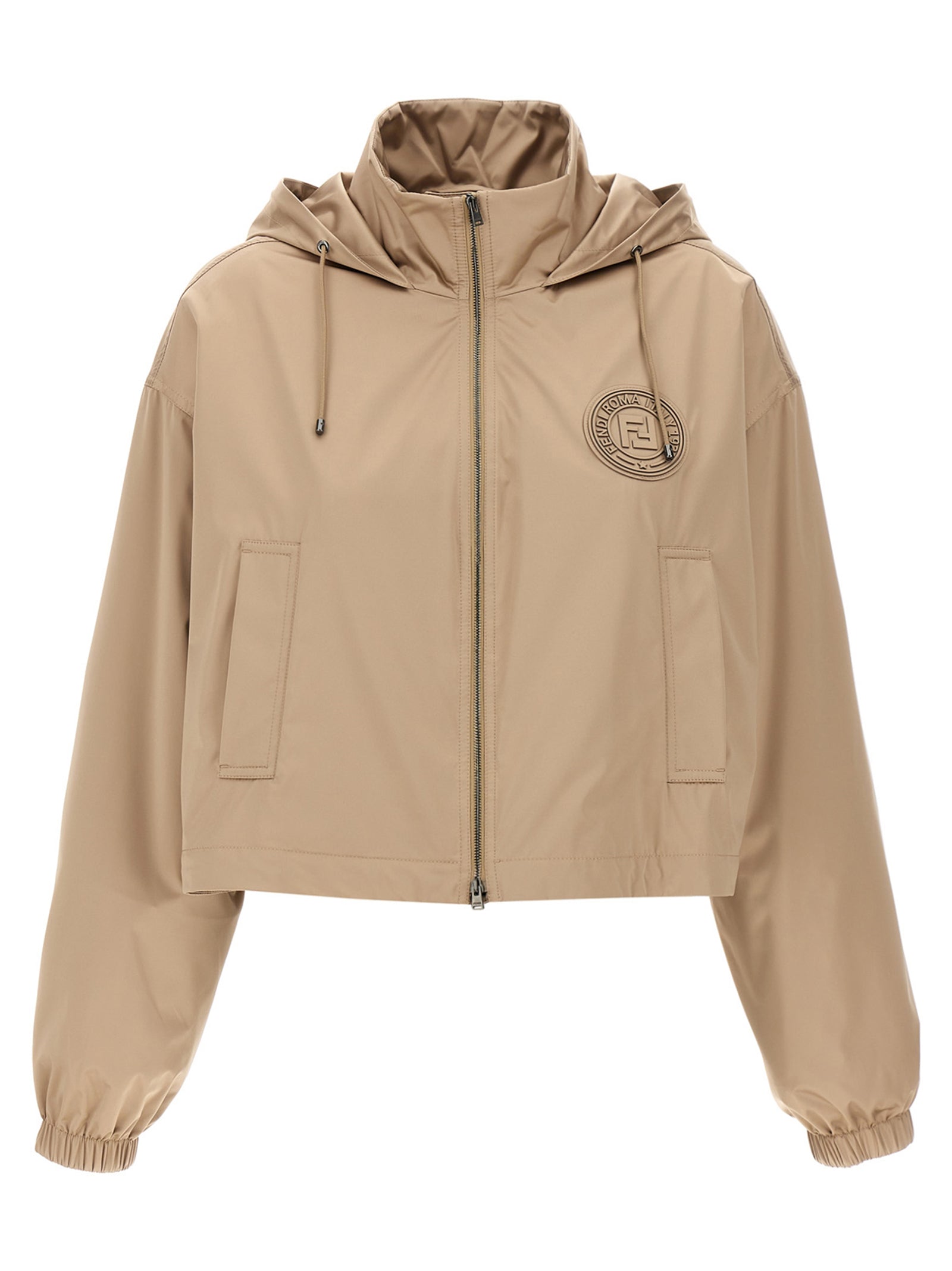 Brown Polyester Shell Jacket