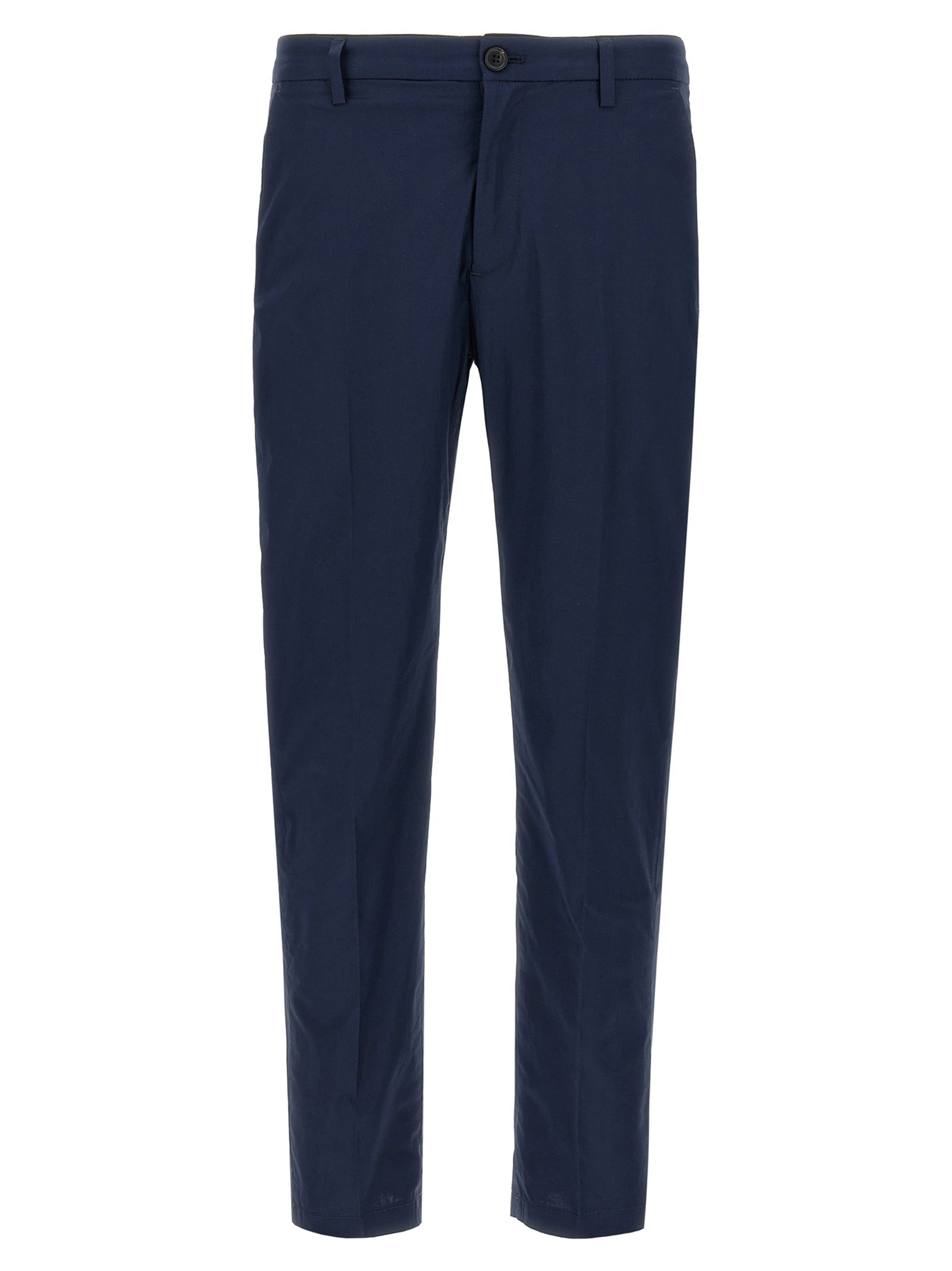 Blue Cotton Cropped Pants