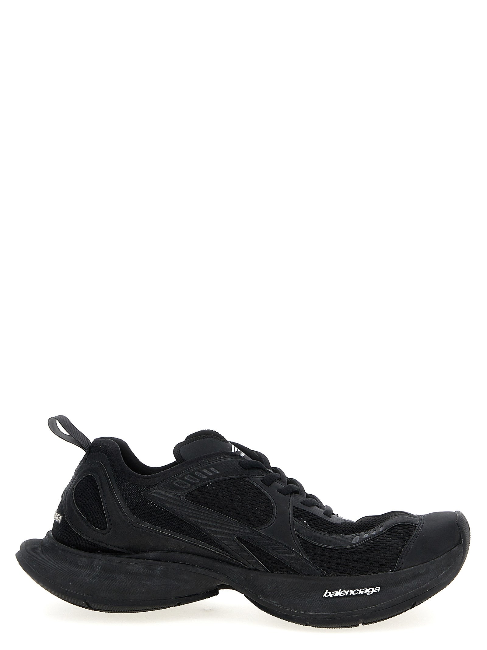 Black Polyester Athletic Sneakers