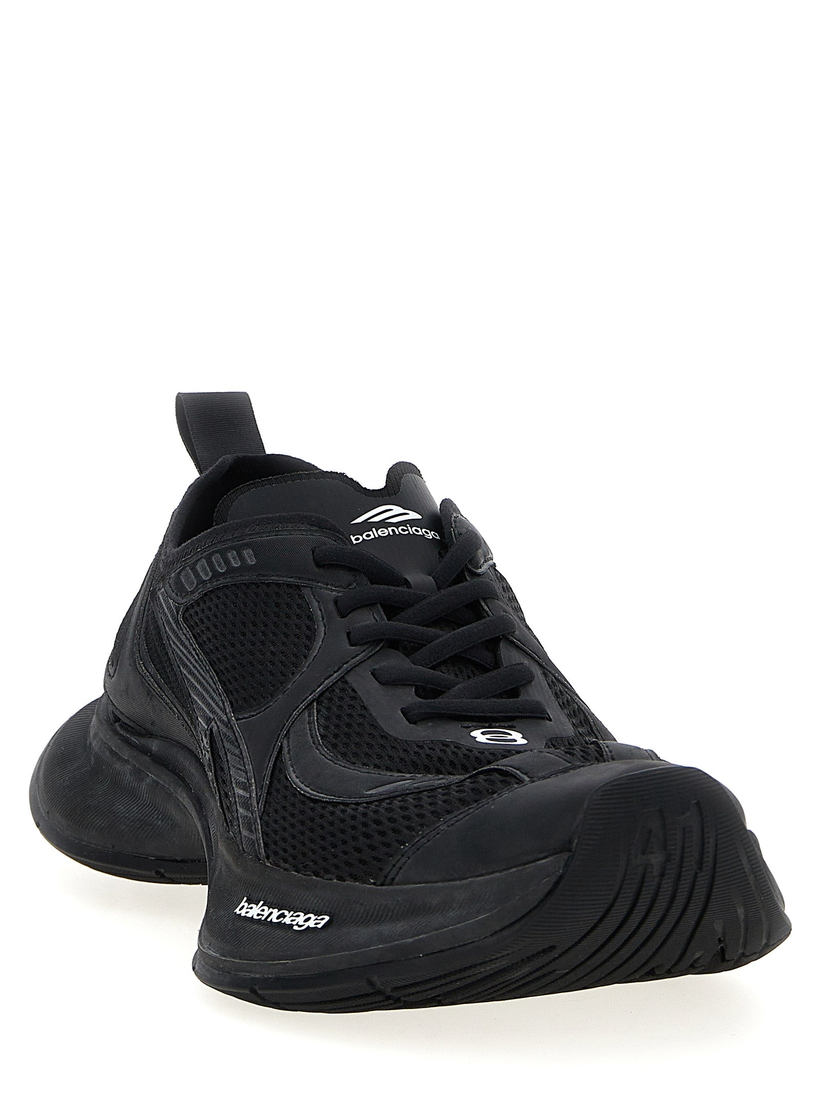 Black Polyester Athletic Sneakers