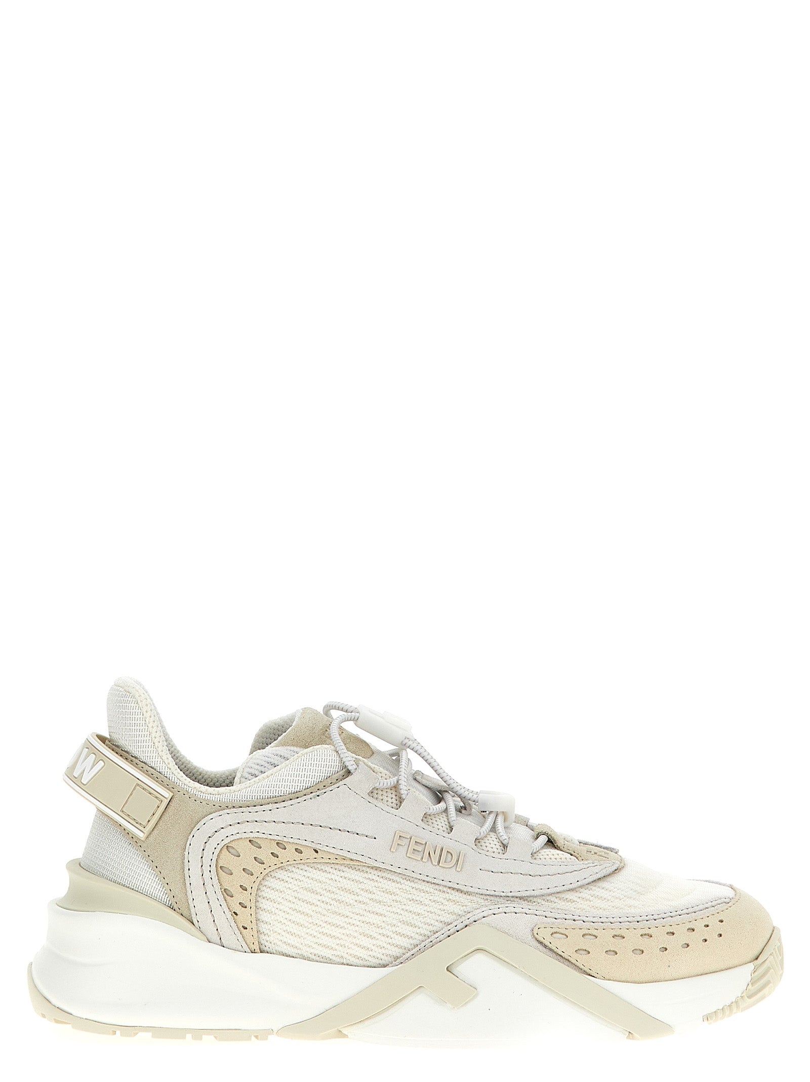 White Polyester Athletic Sneakers
