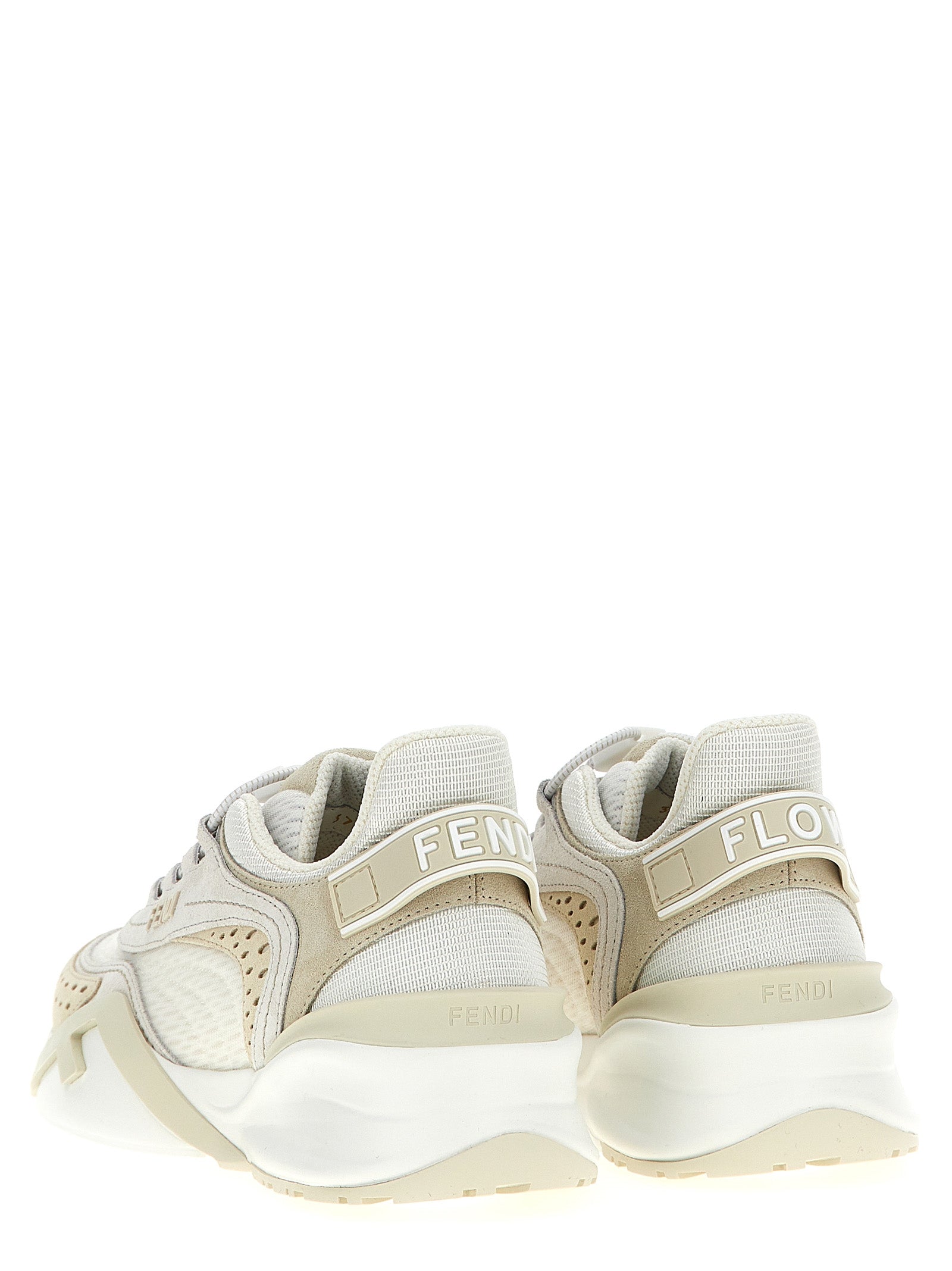 White Polyester Athletic Sneakers