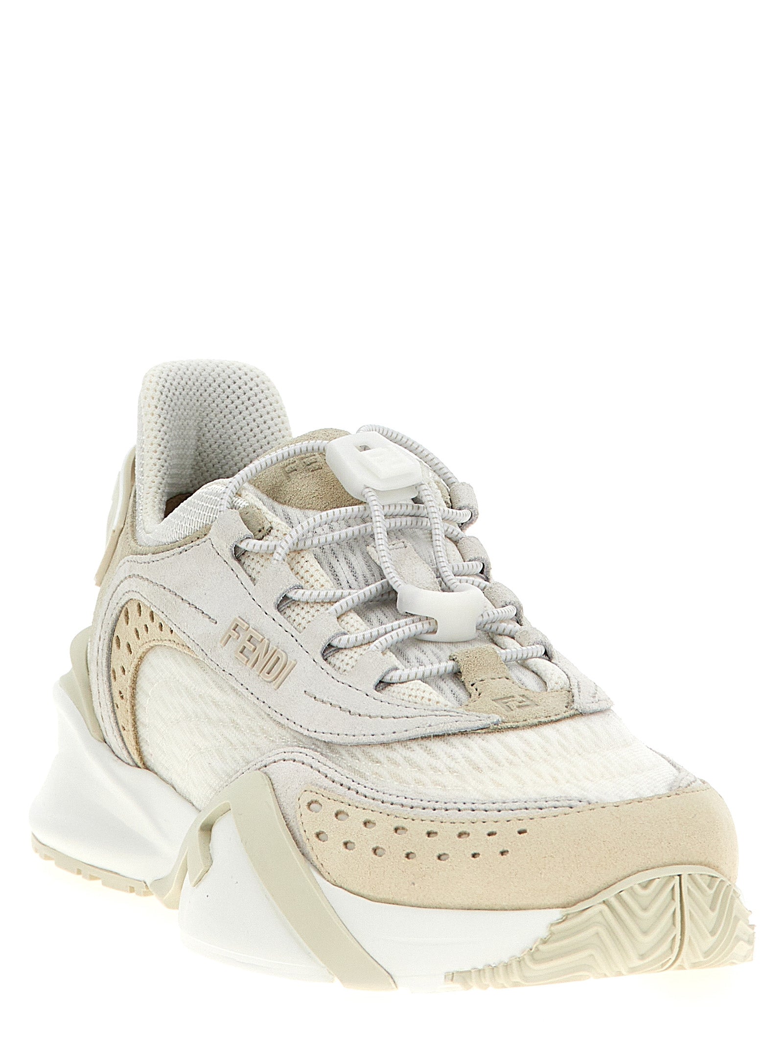 White Polyester Athletic Sneakers