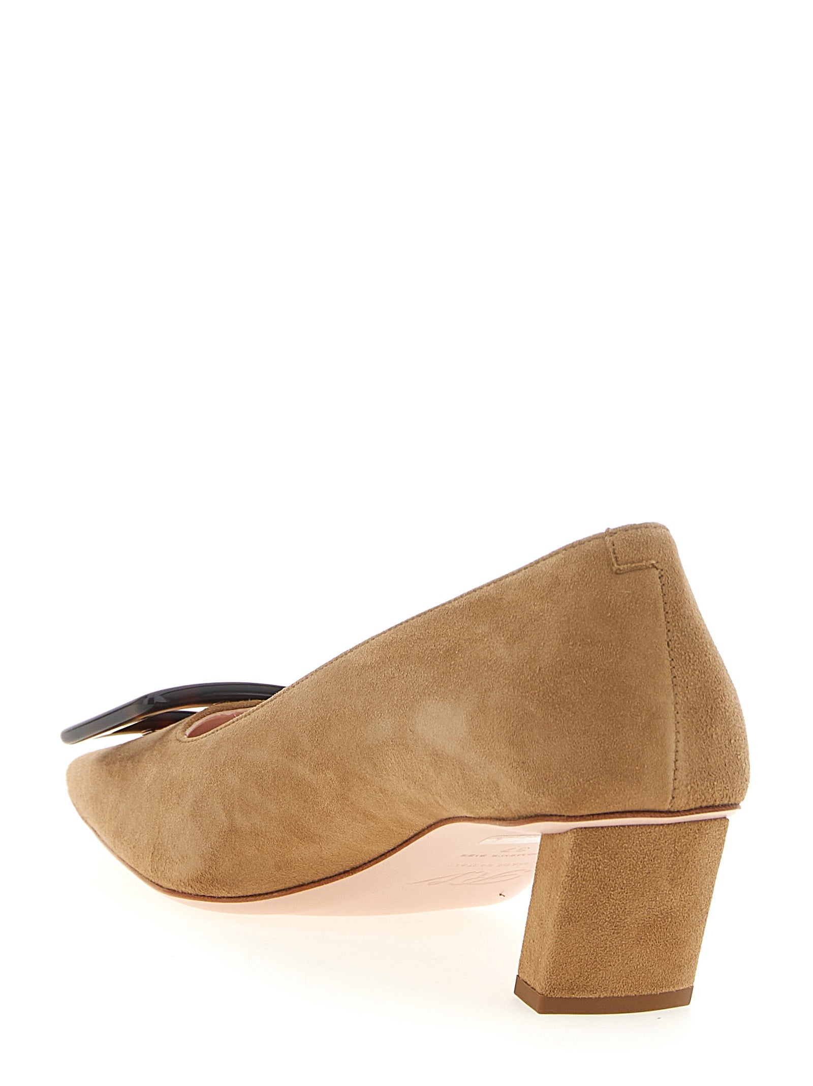 Beige Goatskin Mid Heel Pumps