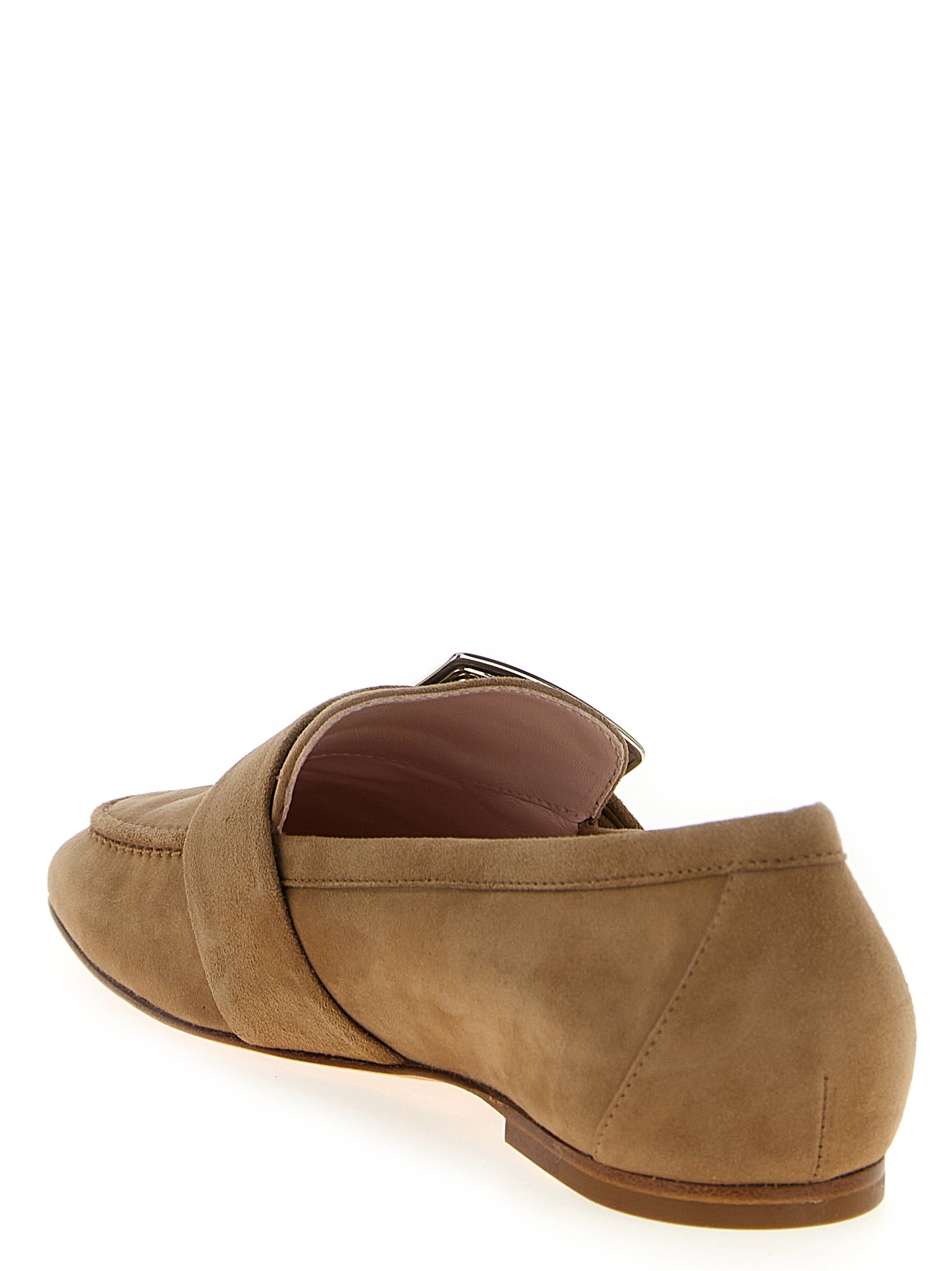 Beige Goatskin Slip-On Loafers