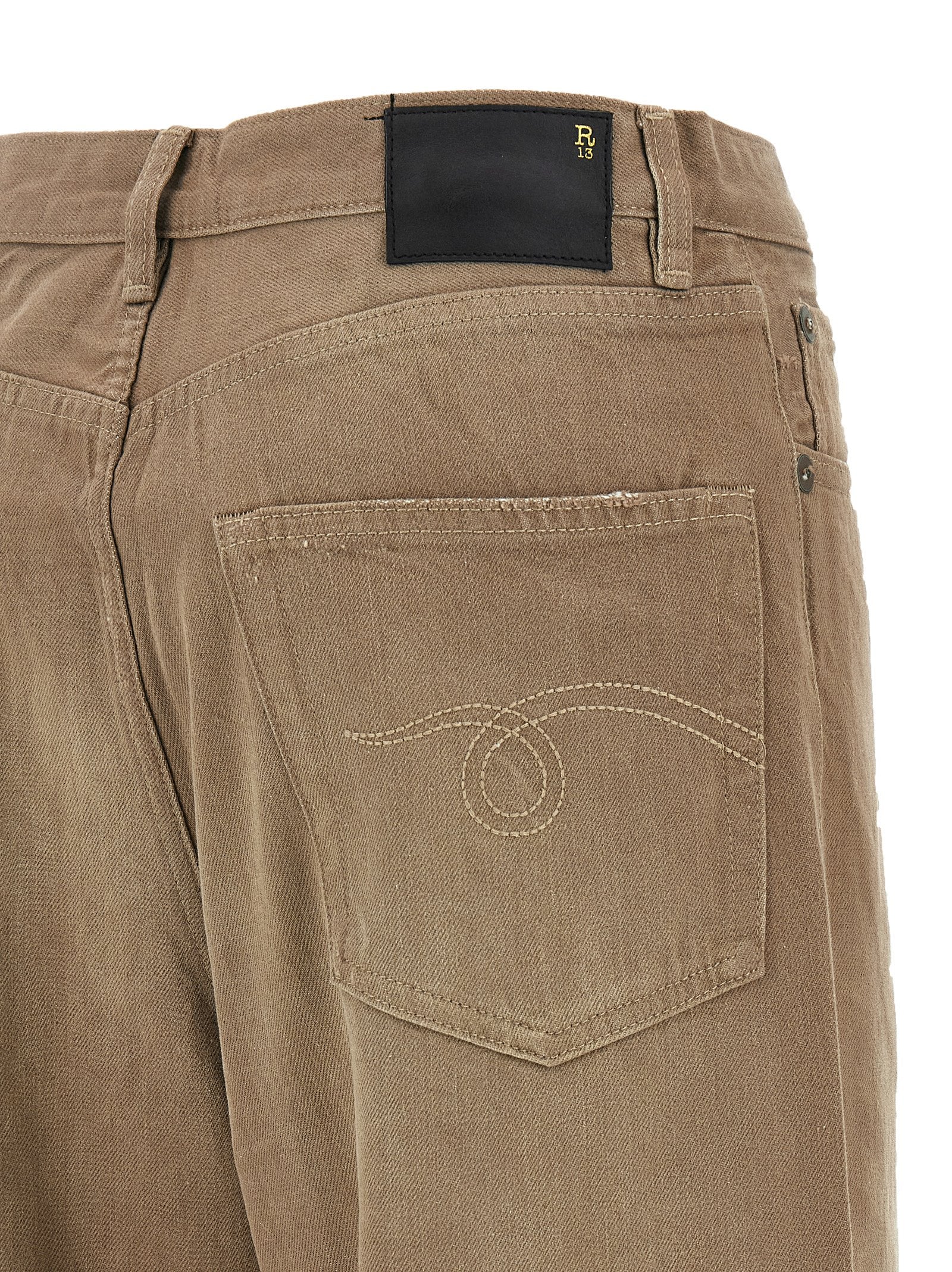 Brown Cotton High-Waisted Jean