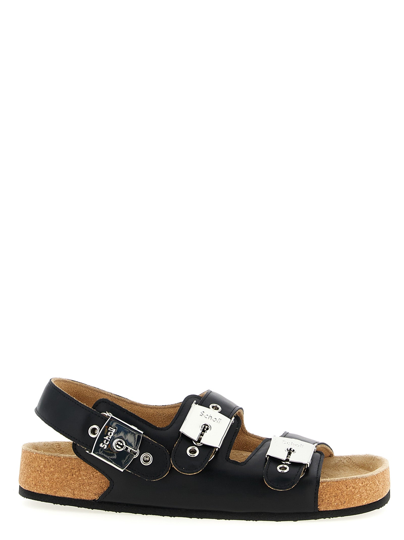 Black Calfskin Flat Sandals