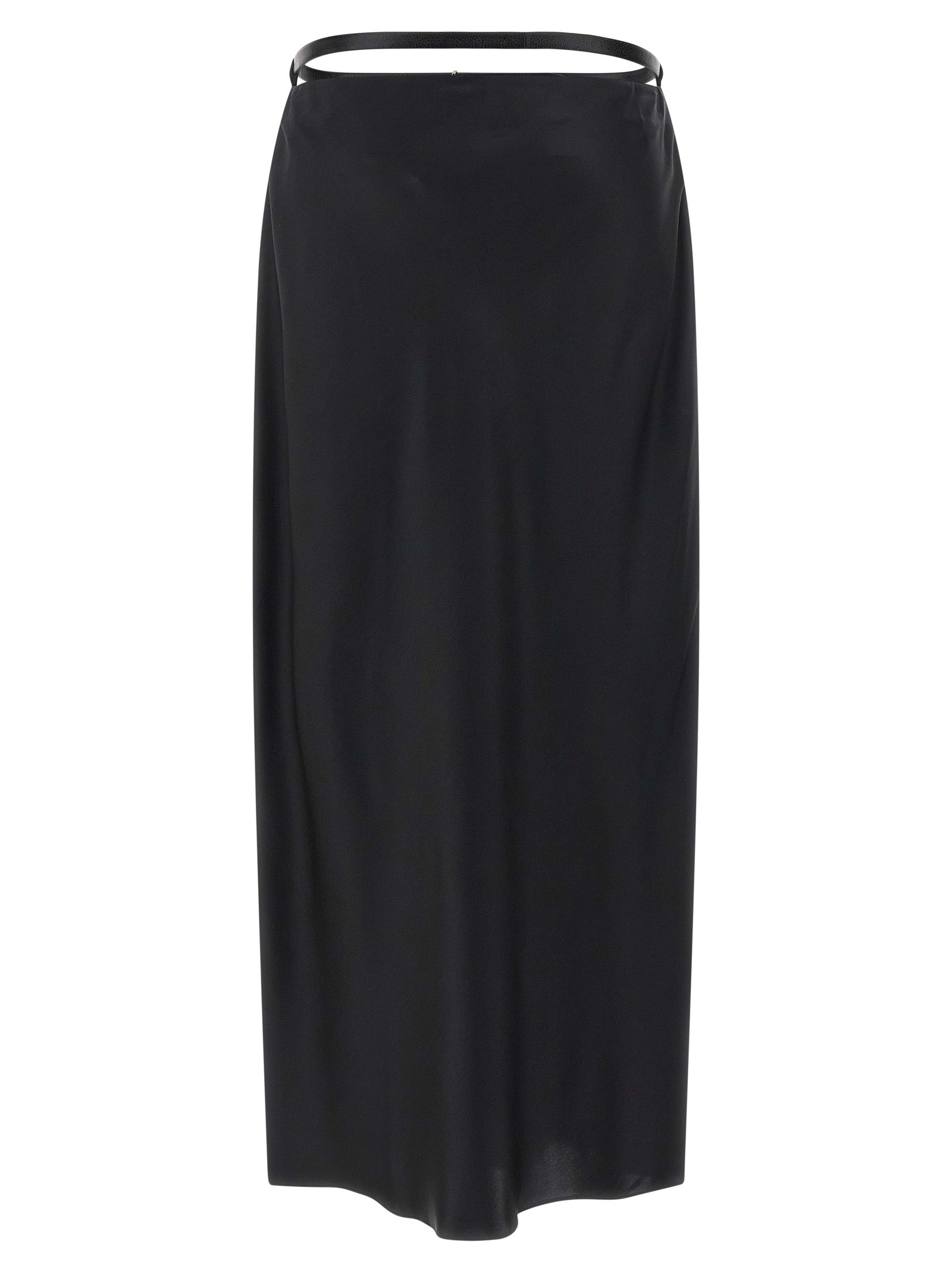 Black Silk Midi Skirt