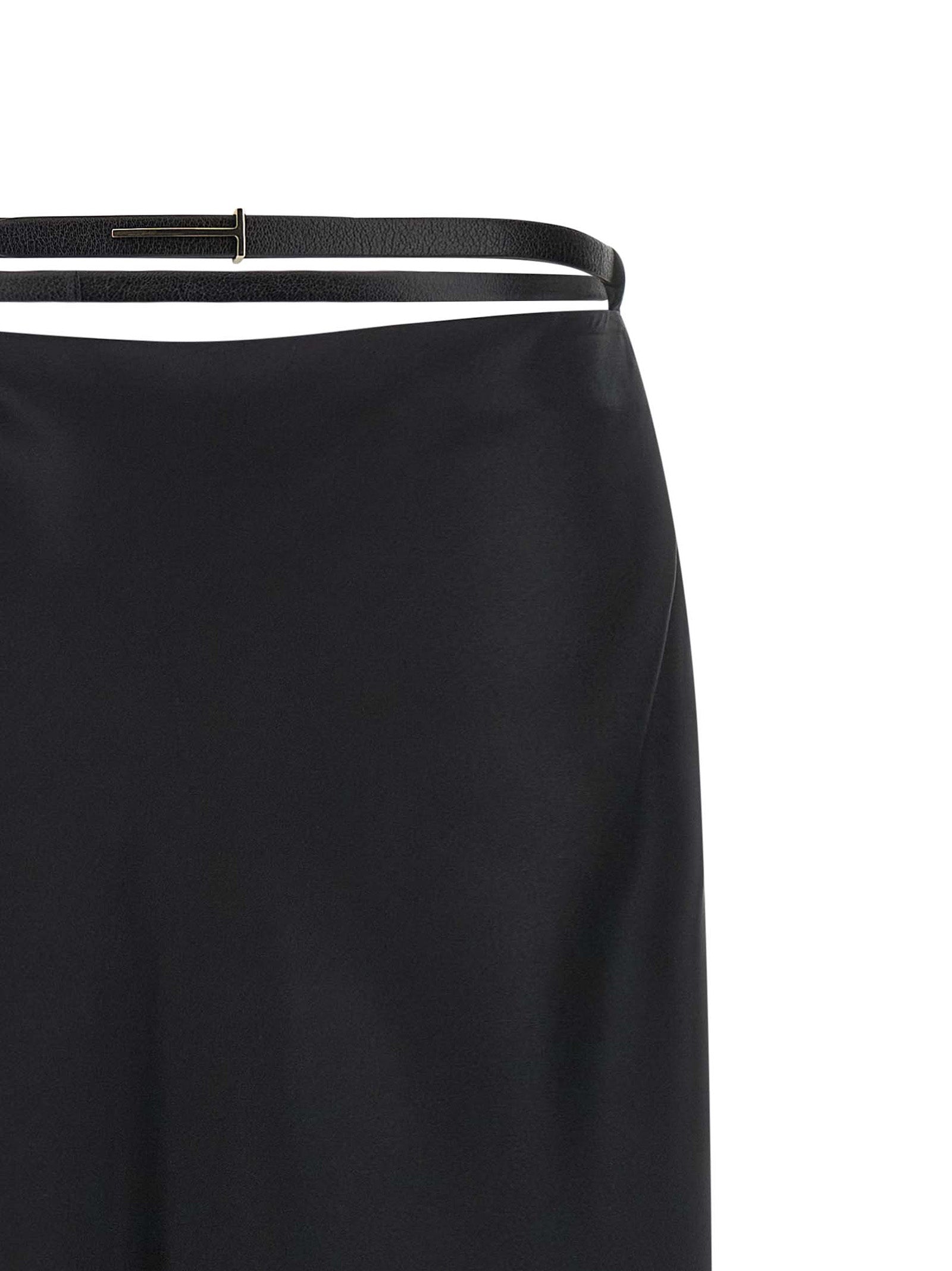 Black Silk Midi Skirt