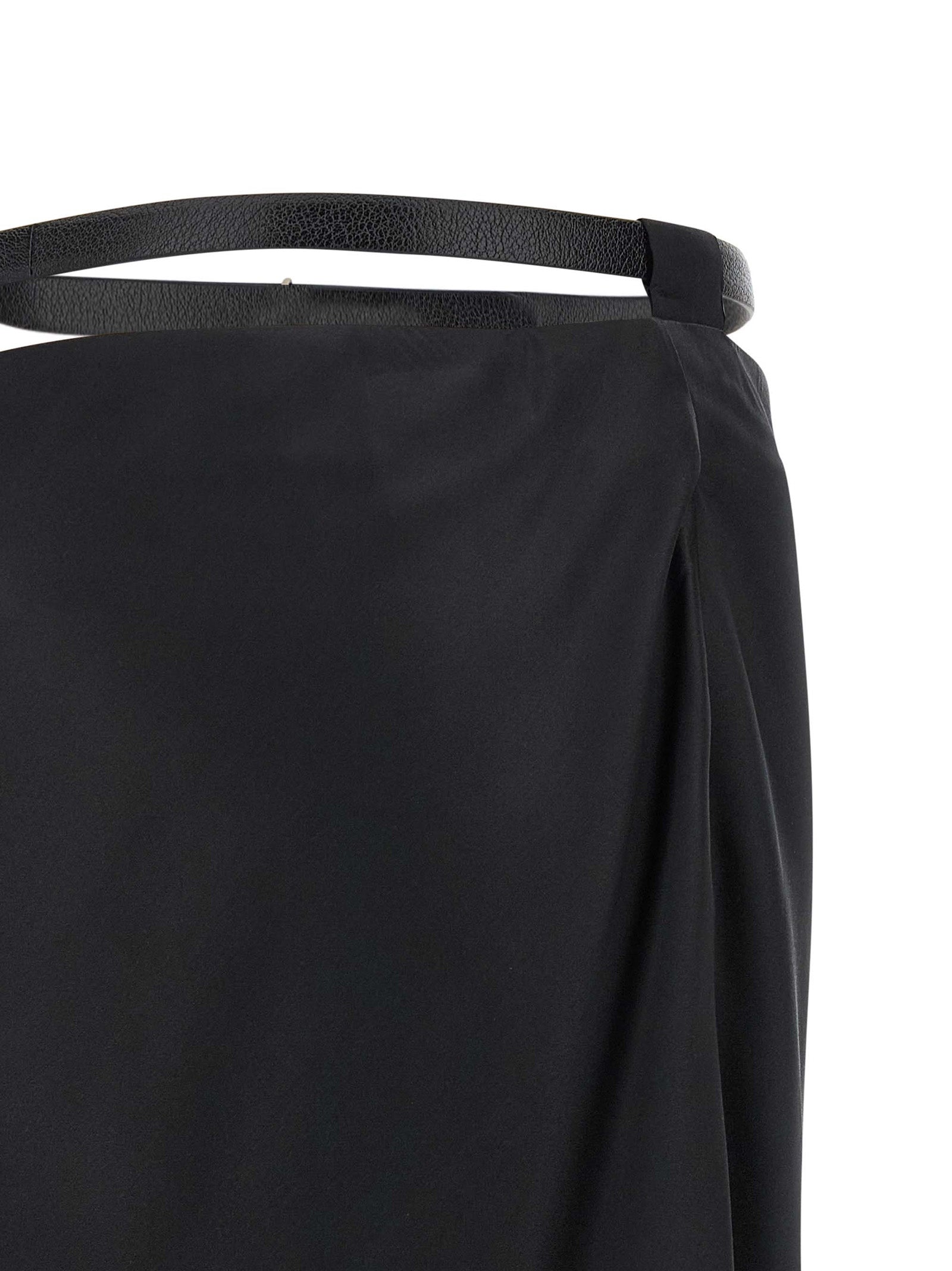 Black Silk Midi Skirt