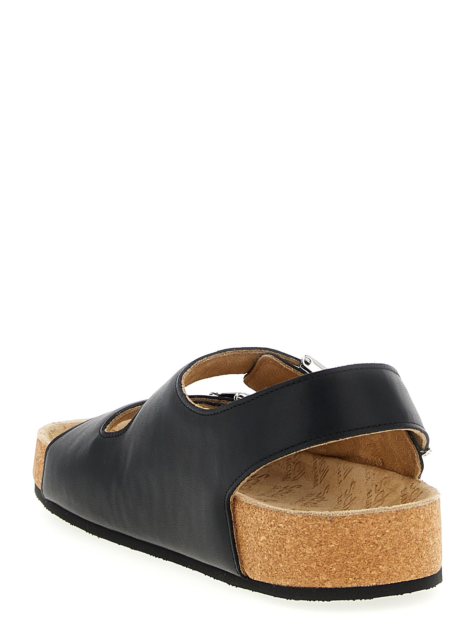 Black Calfskin Flat Sandals