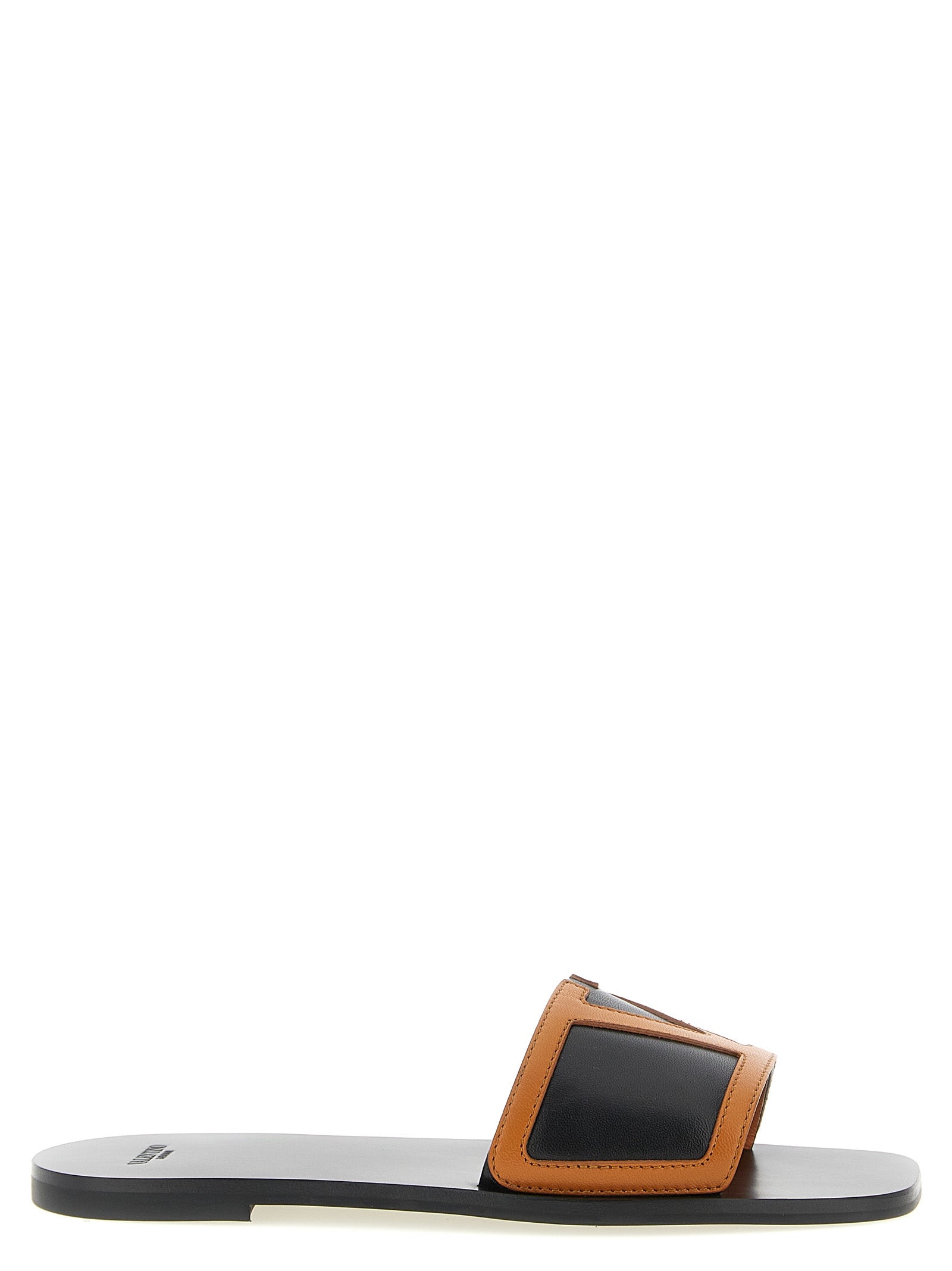 Brown Lamb Leather Slides