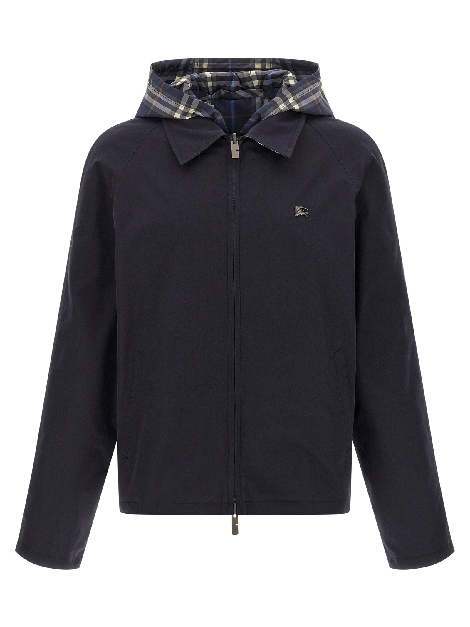 Blue Cotton Full-Length Jacket