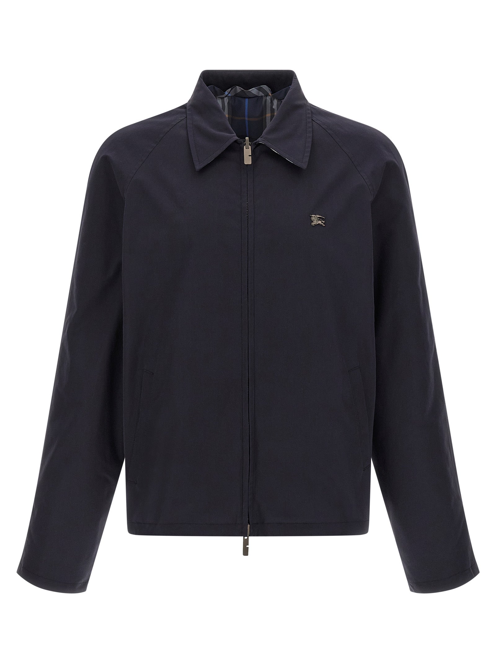 Blue Cotton Full-Length Jacket