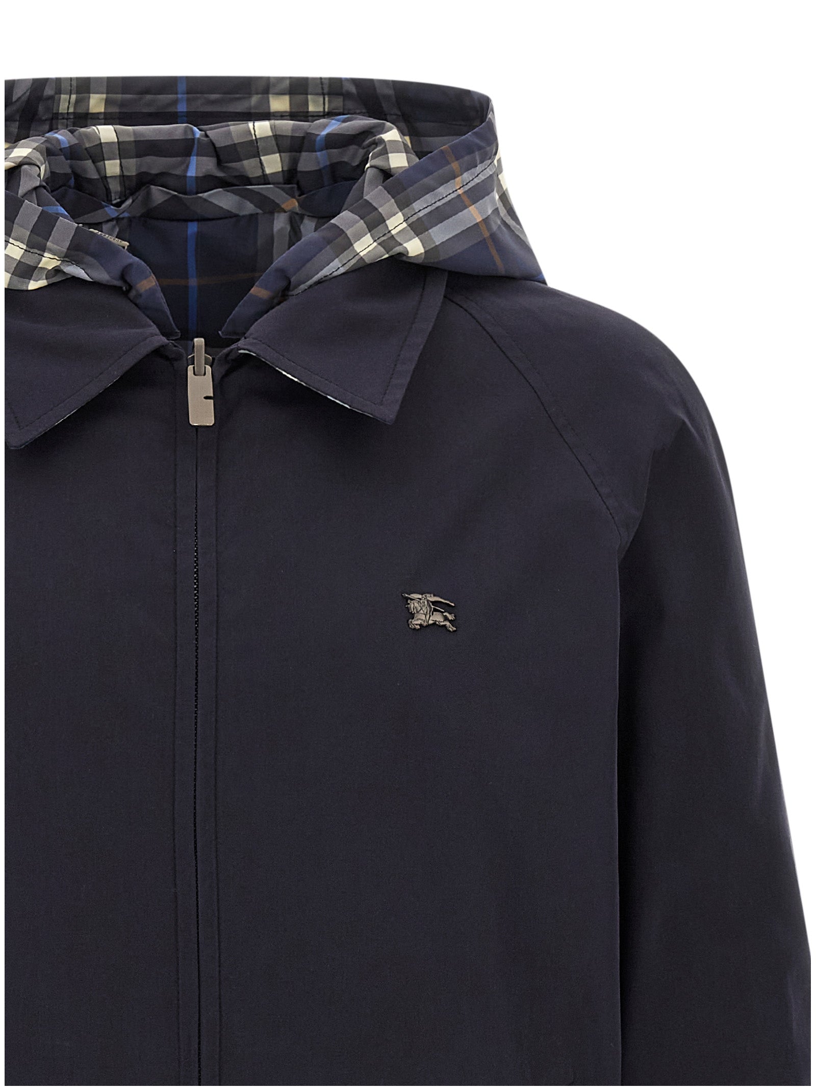 Blue Cotton Full-Length Jacket