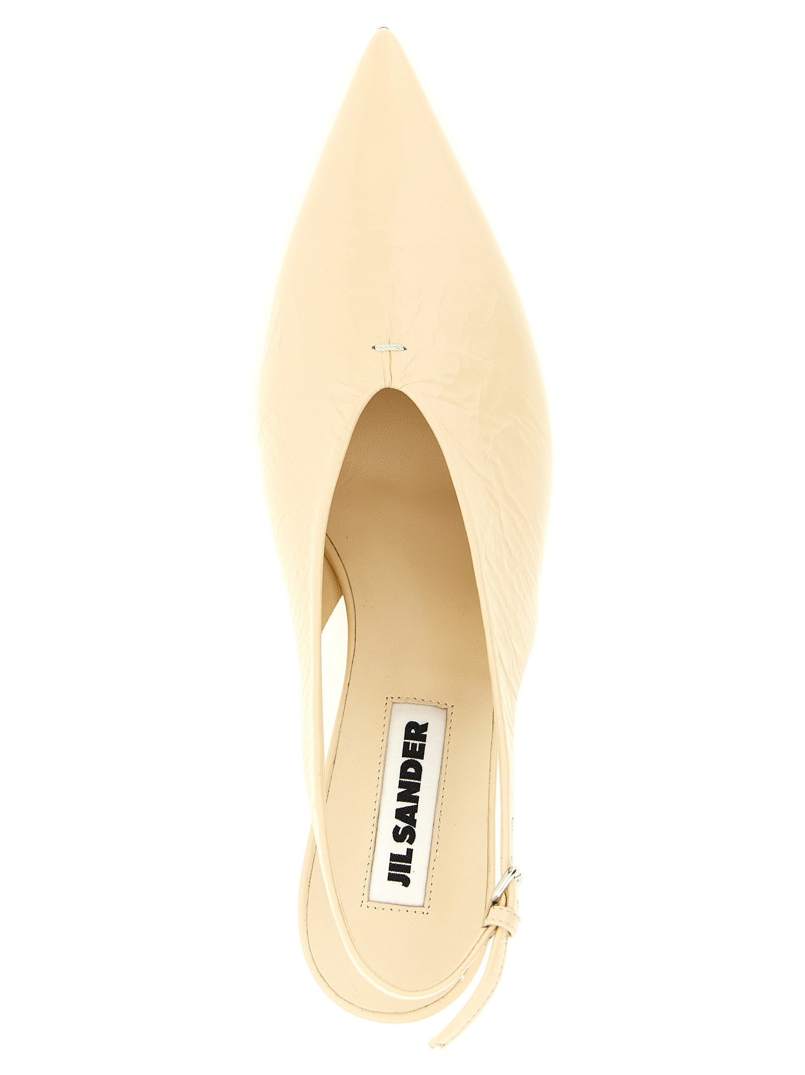 Beige Calfskin Mid Heel Pumps