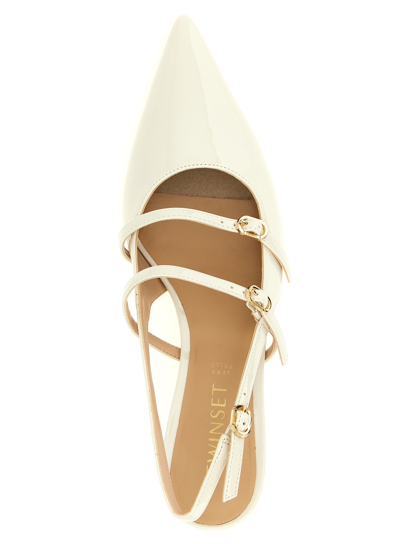 White Polyethylene Mid Heel Pumps