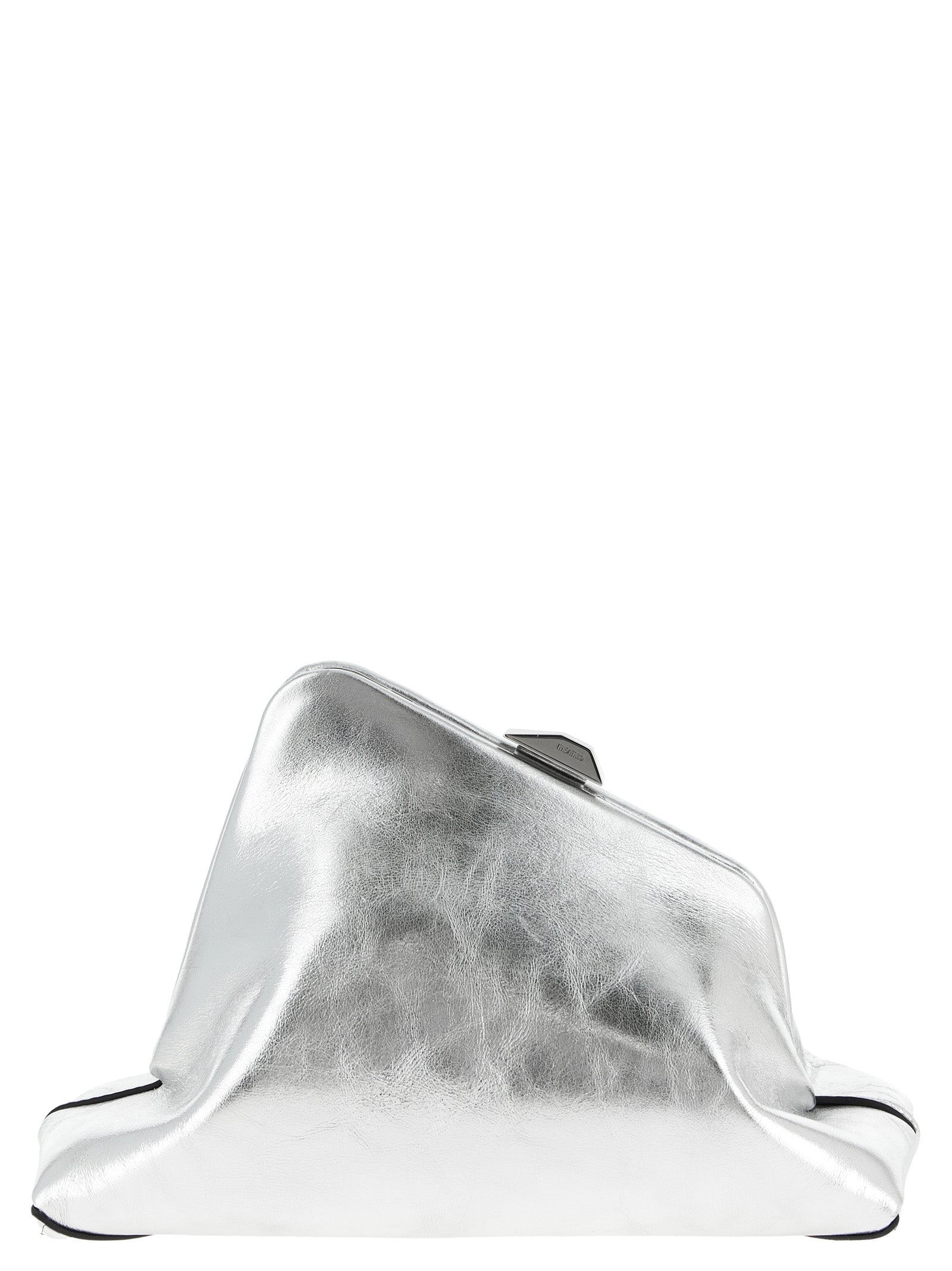 Silver Calfskin Clutch Bag