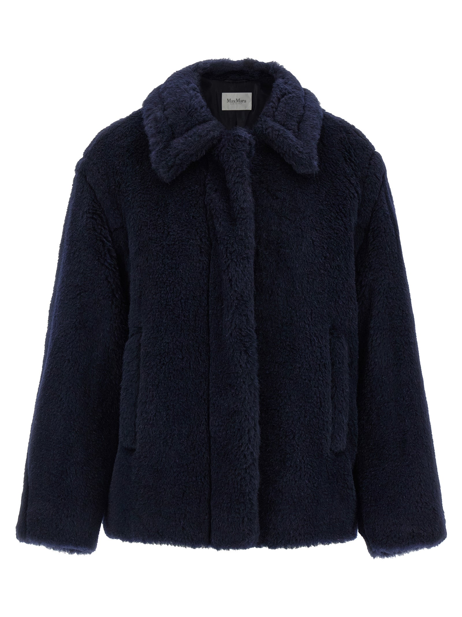 Blue Alpaca Leather Coat