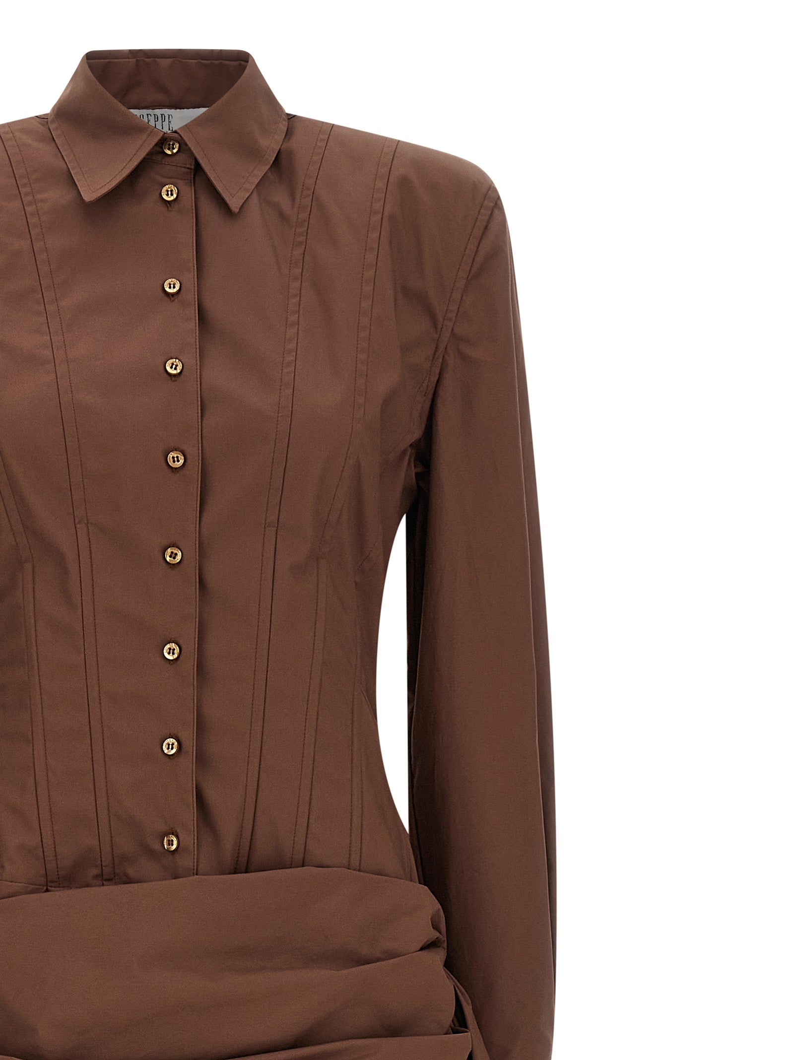 Brown Cotton Short Dress