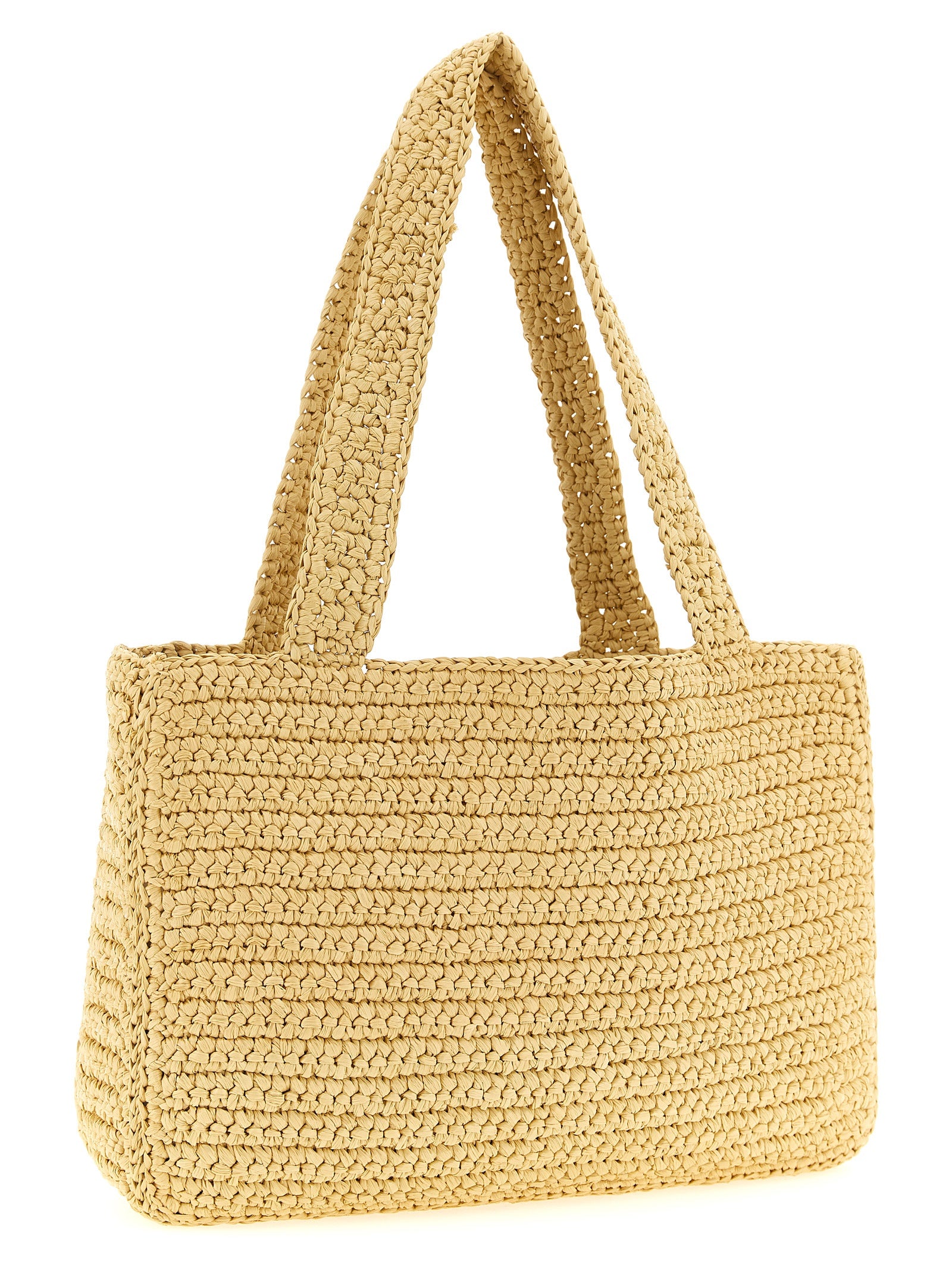Beige Viscose Tote Bag