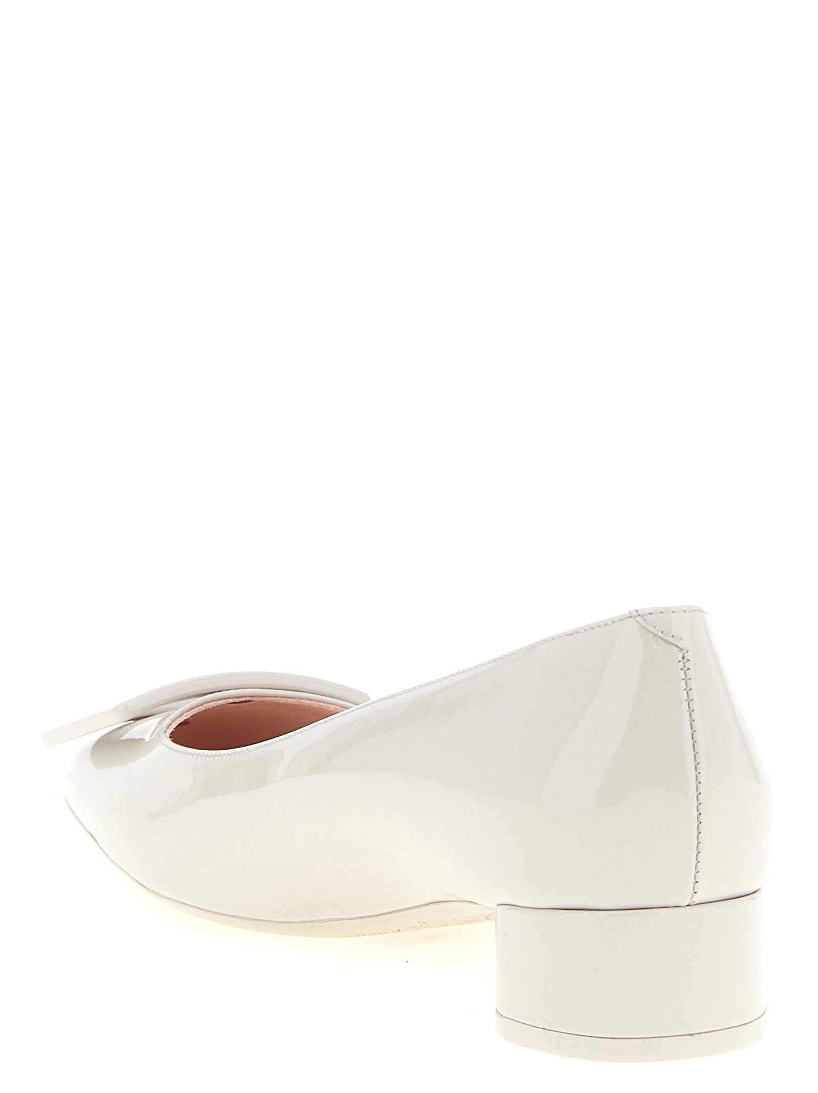 Gray Calfskin Mid Heel Pumps