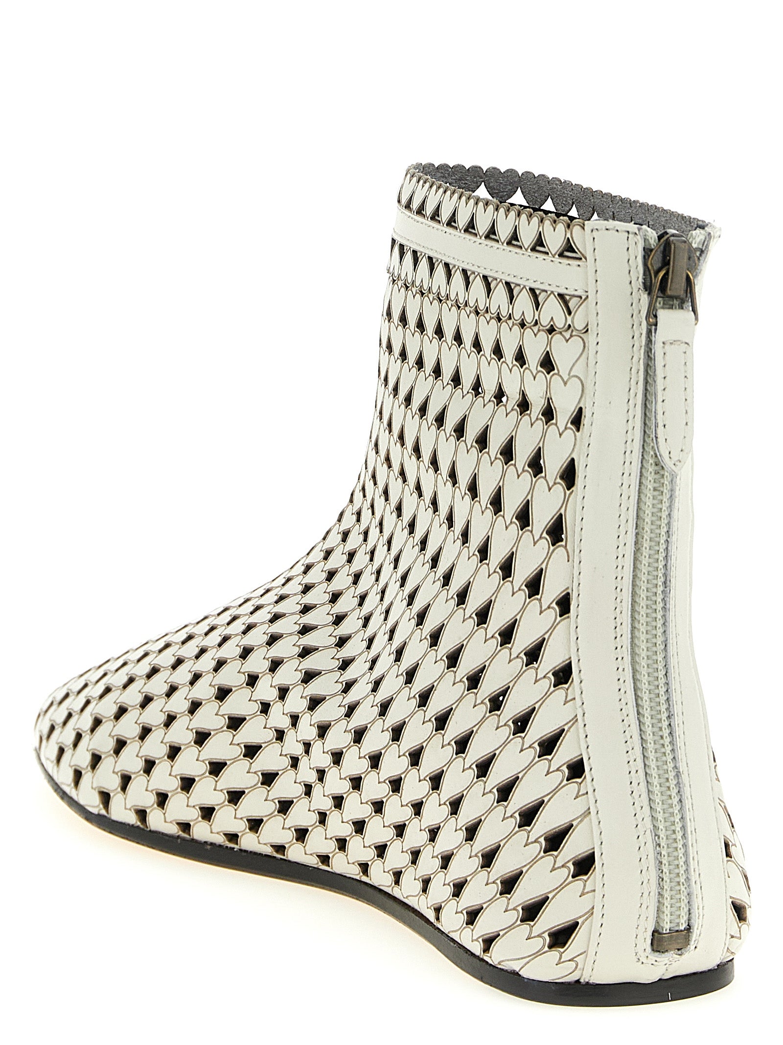 Beige Calfskin Ankle Boots