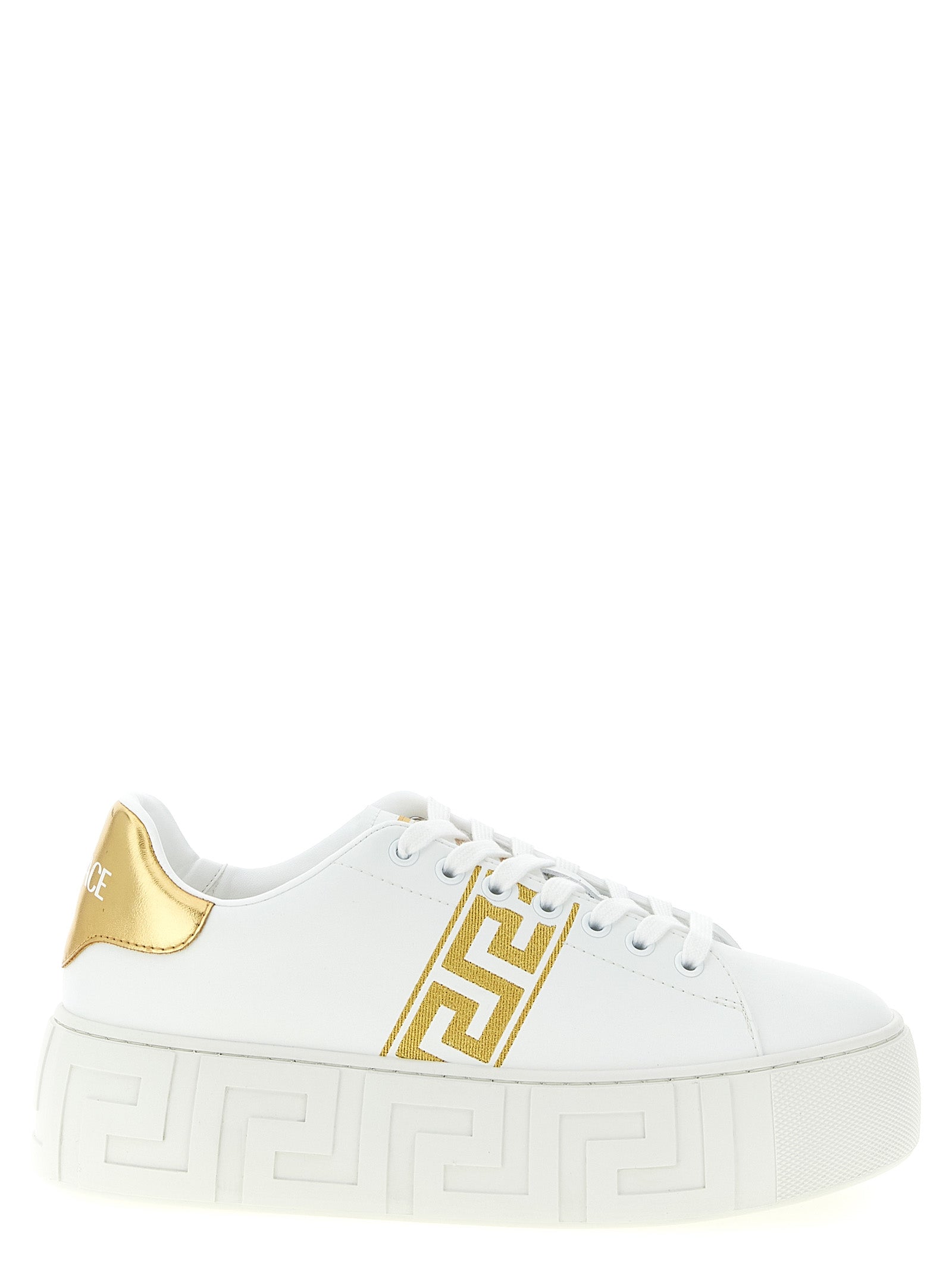 Gold Nylon Platform Sneakers