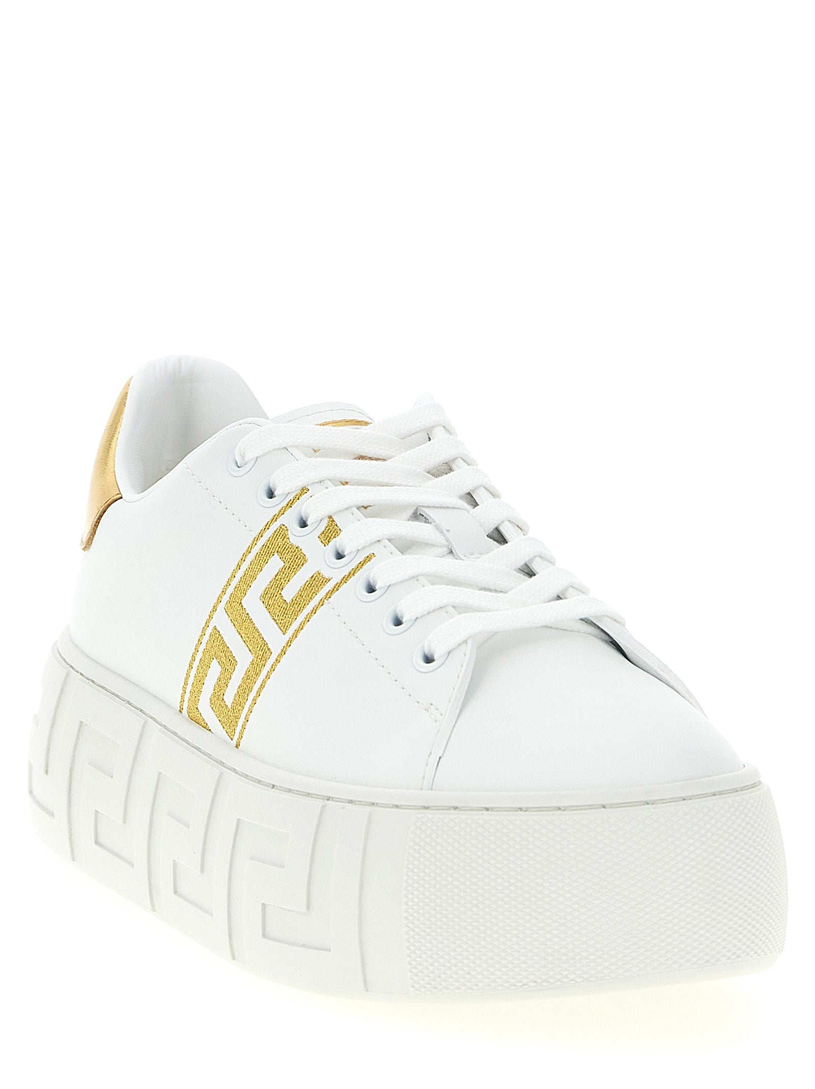 Gold Nylon Platform Sneakers