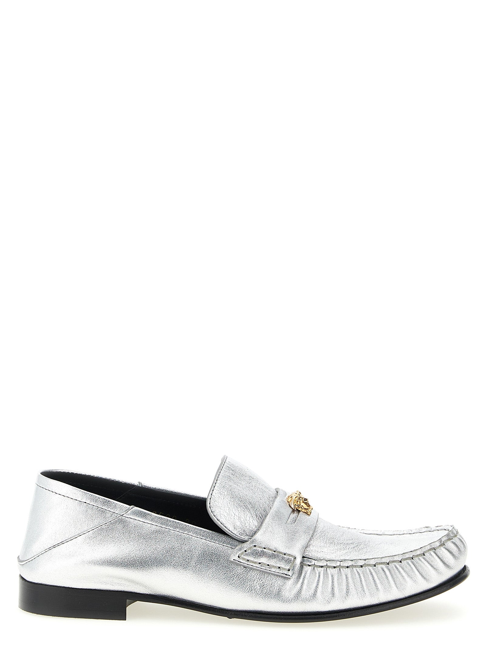 Silver Lamb Leather Slip-On Loafers