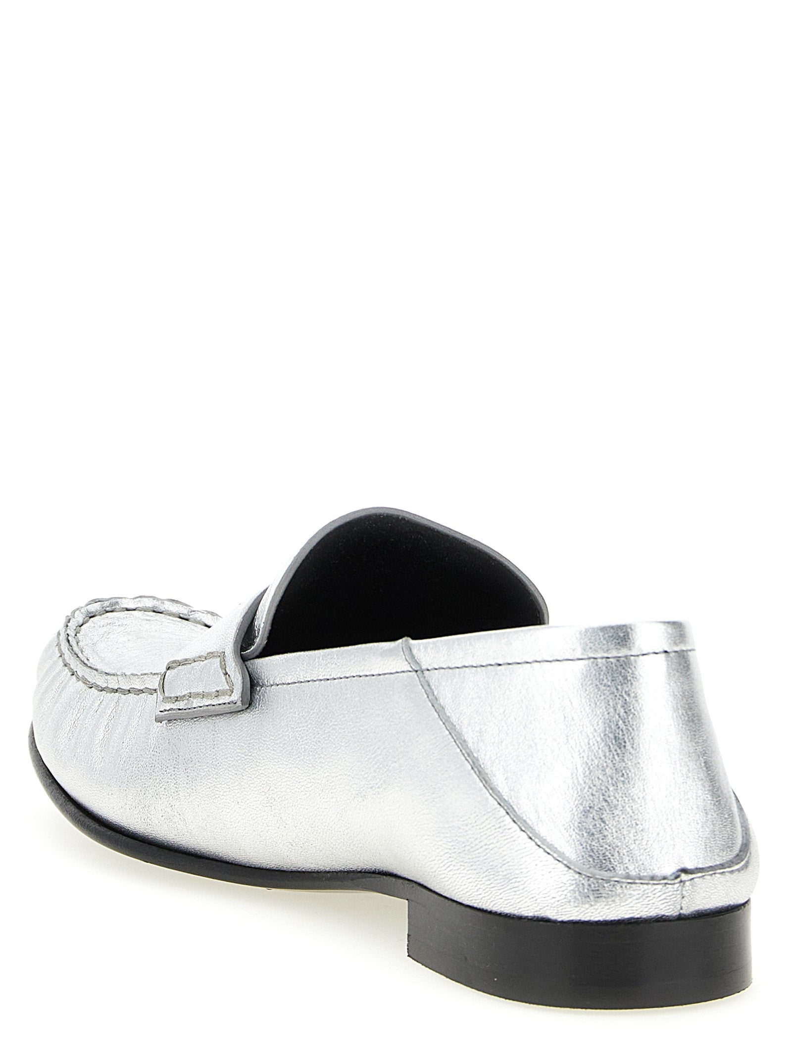 Silver Lamb Leather Slip-On Loafers