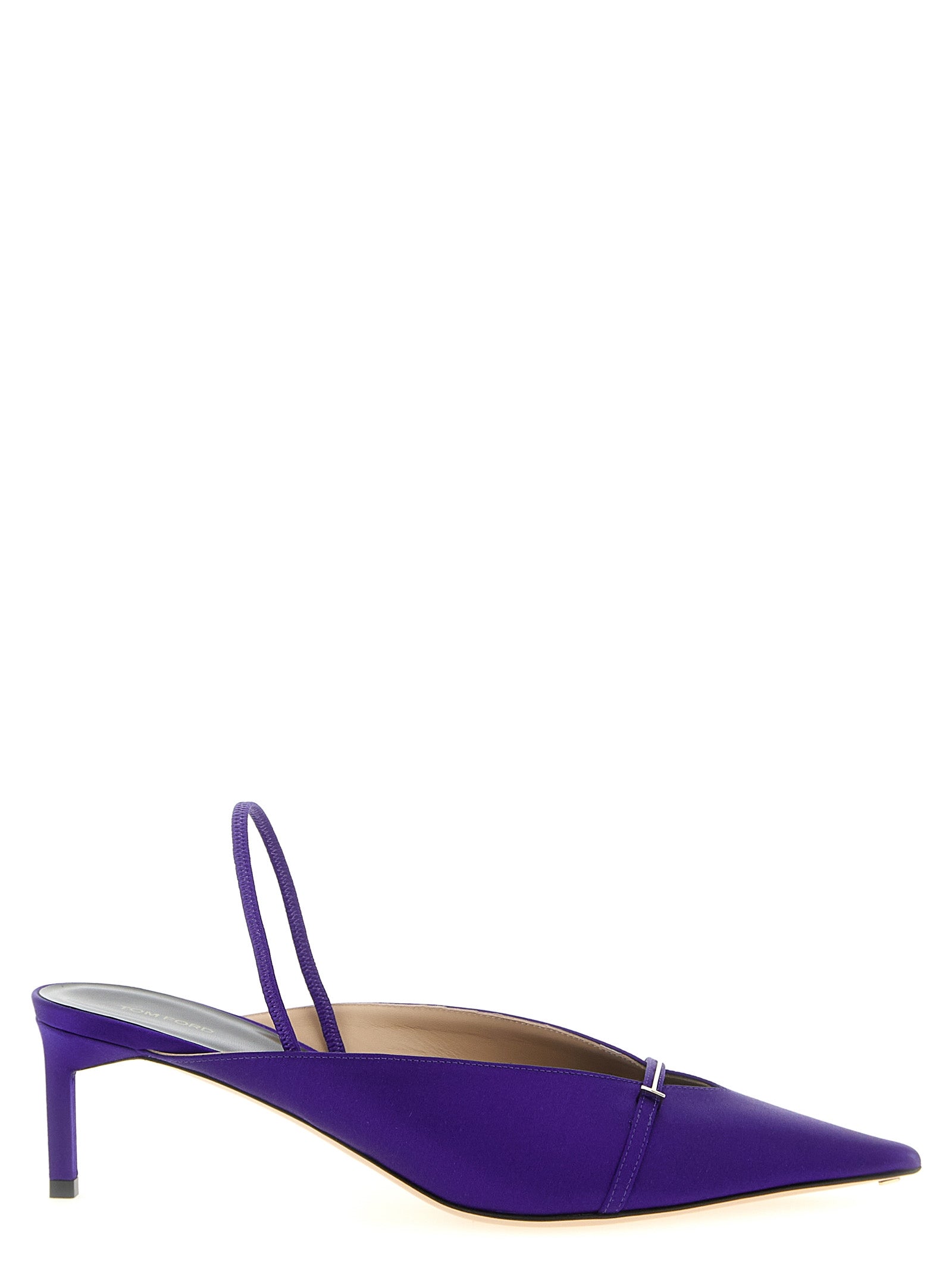 Purple Viscose Mid Heel Pumps