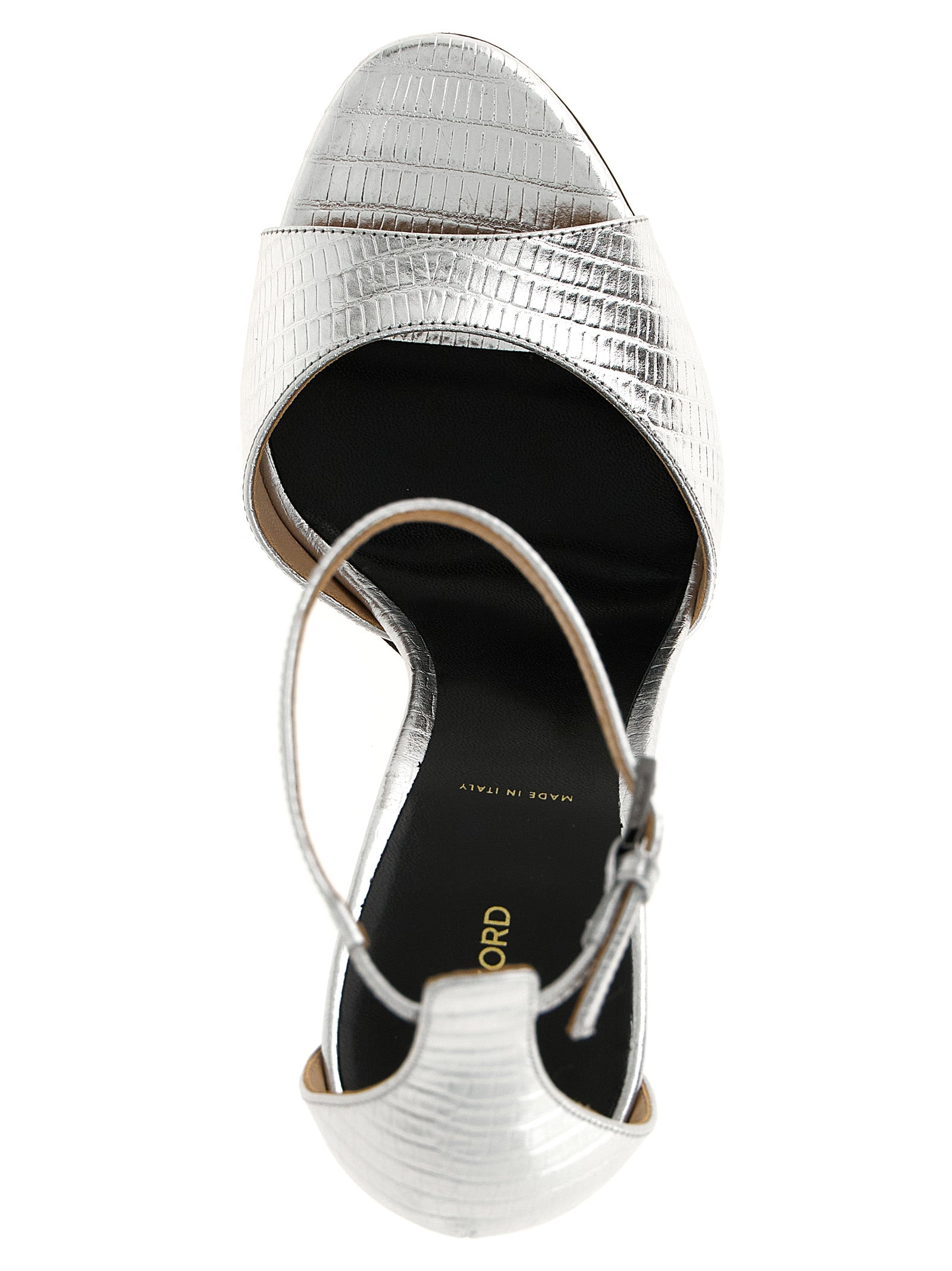 Silver Leather Stiletto Heel Sandals