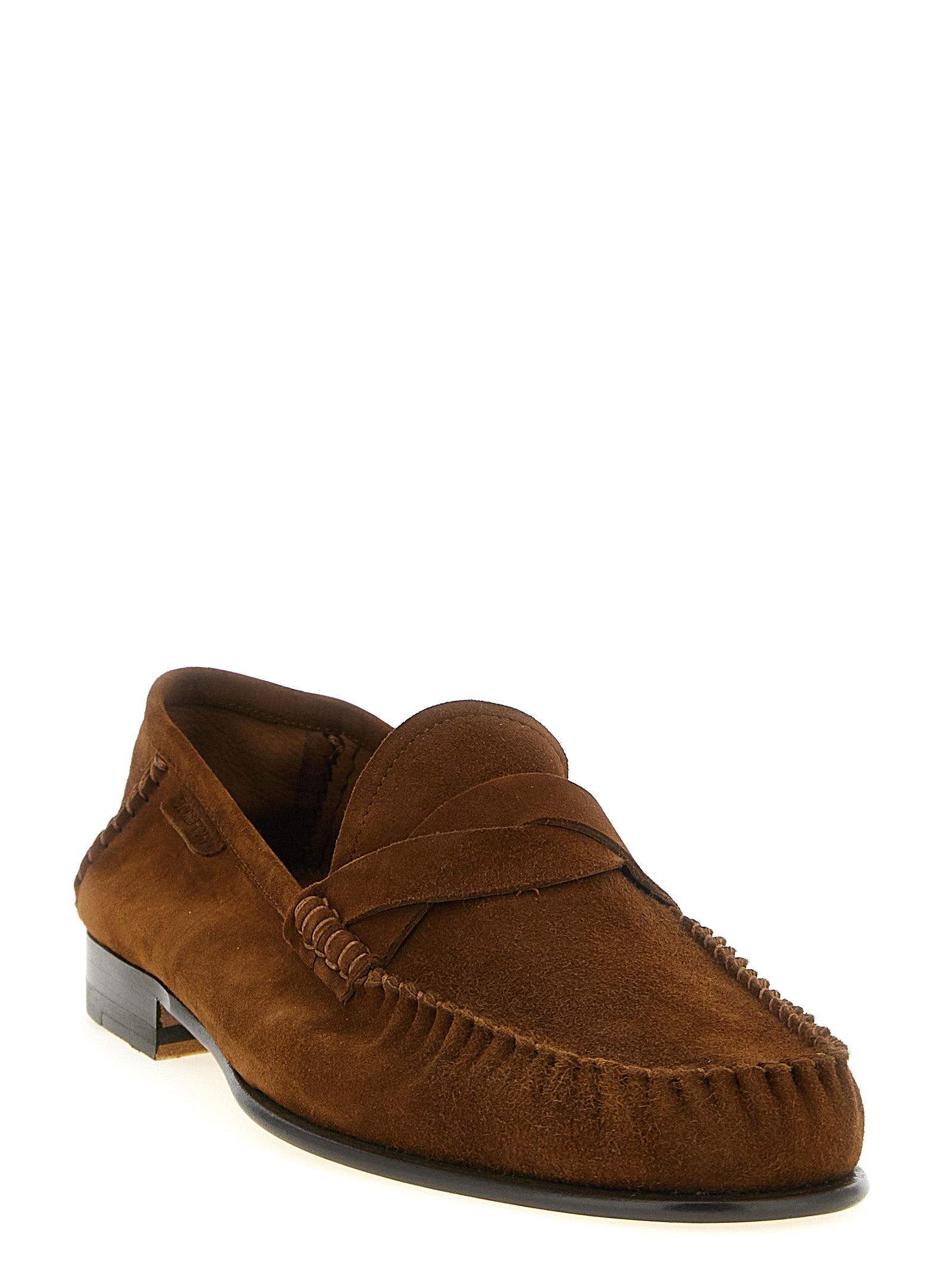 Brown Suede Leather Slip-On Loafers