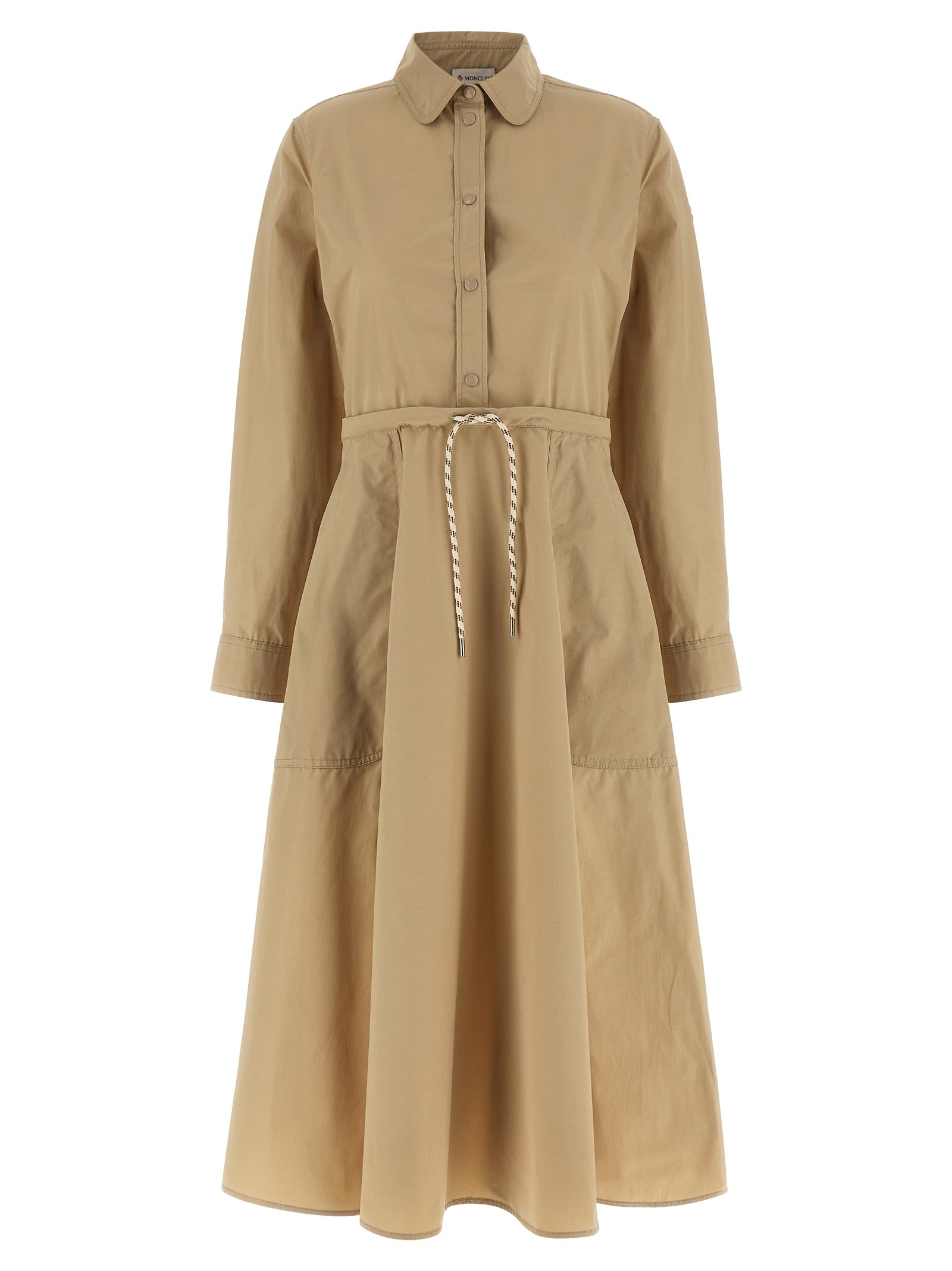 Beige Polyester Long Dress
