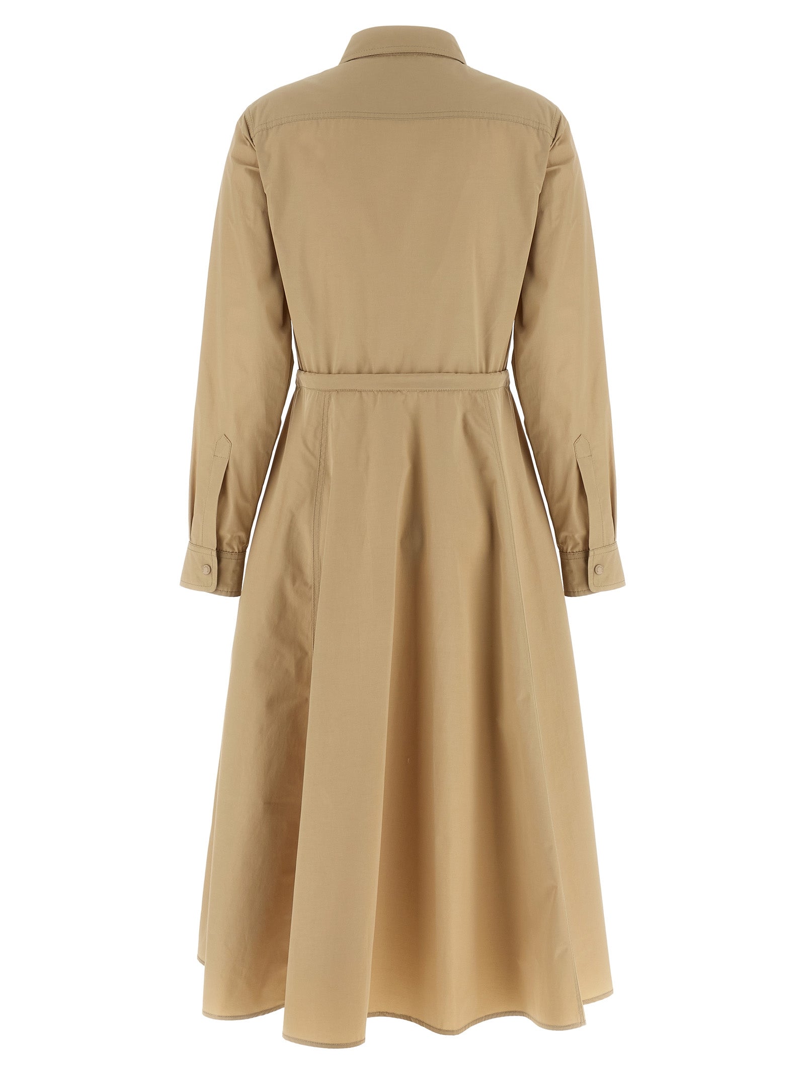 Beige Polyester Long Dress